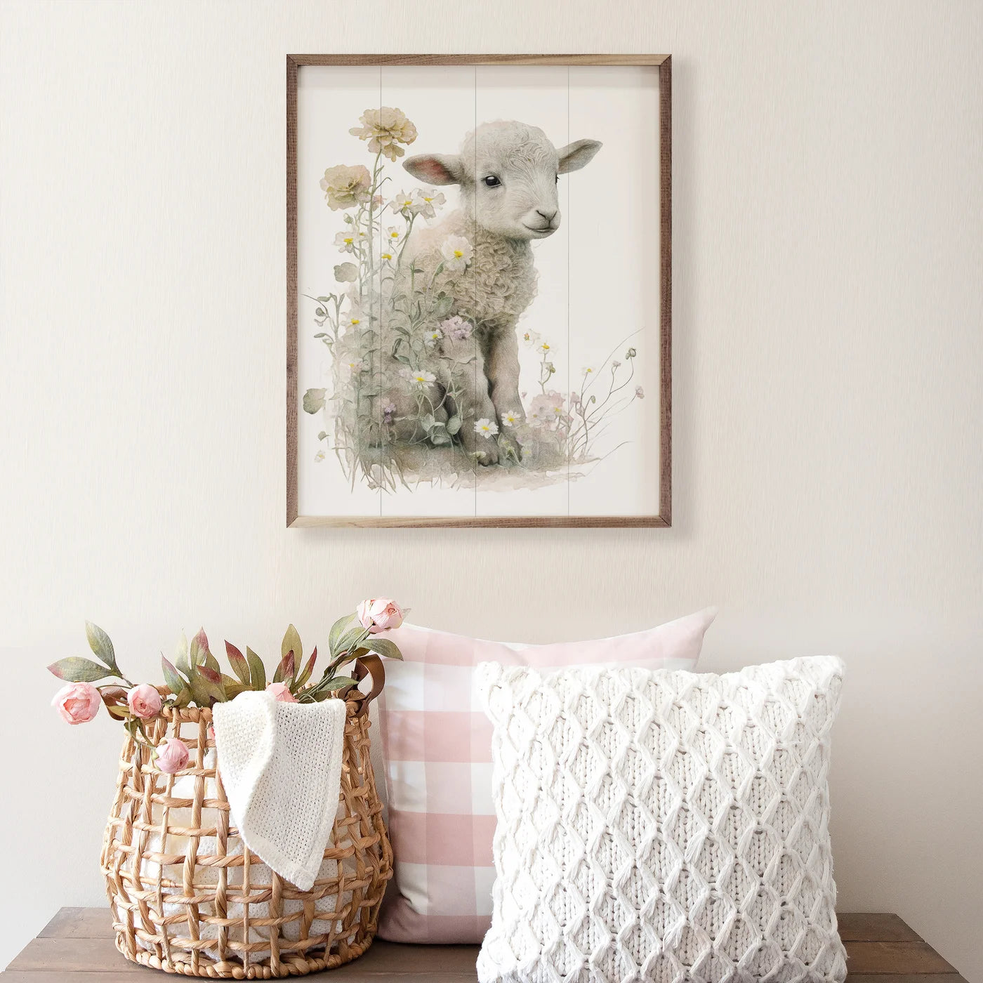 Sitting Lamb Wooden Art