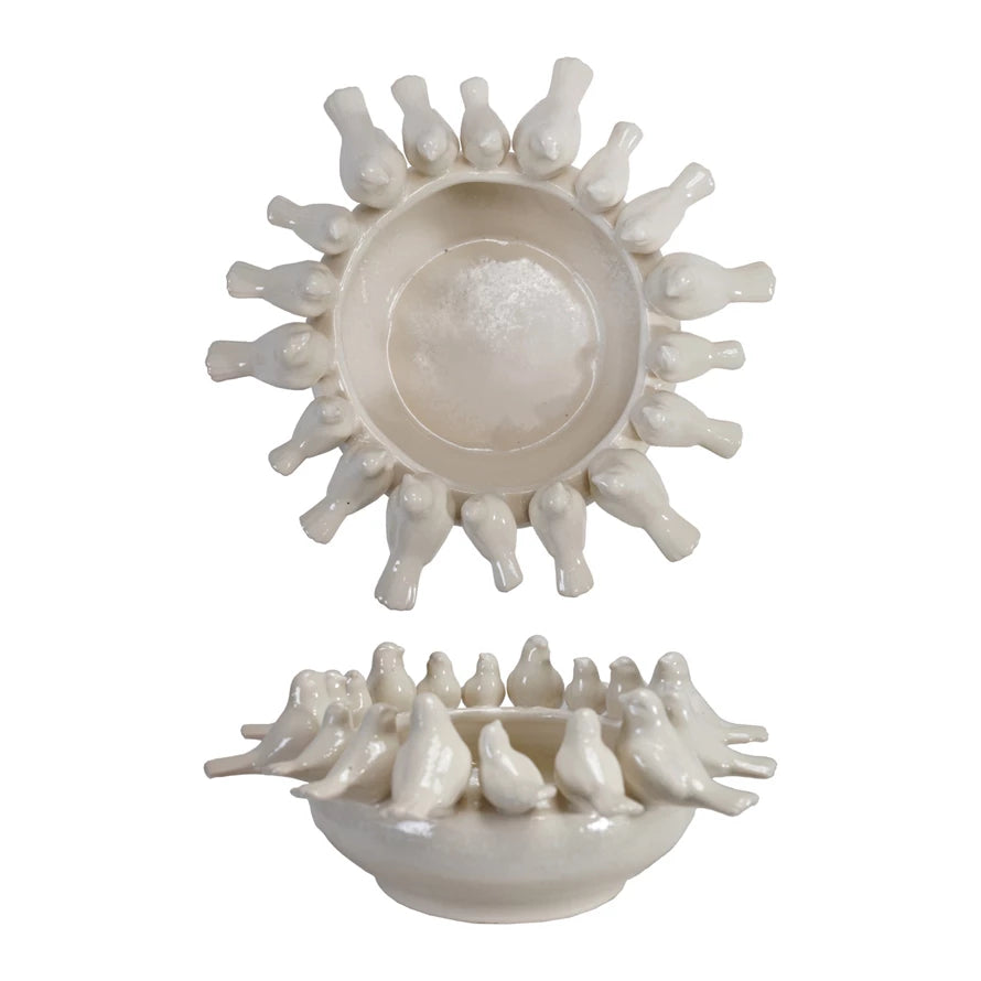 Stoneware Bowl with Birds
