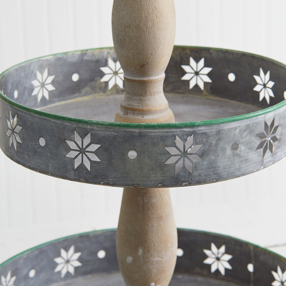 Two-tiered Metal and Wood Christmas Stand