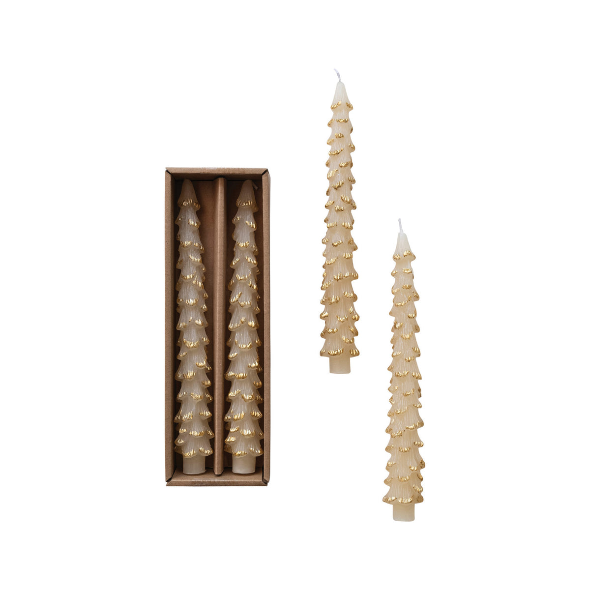 Tree Taper Candles - Gold