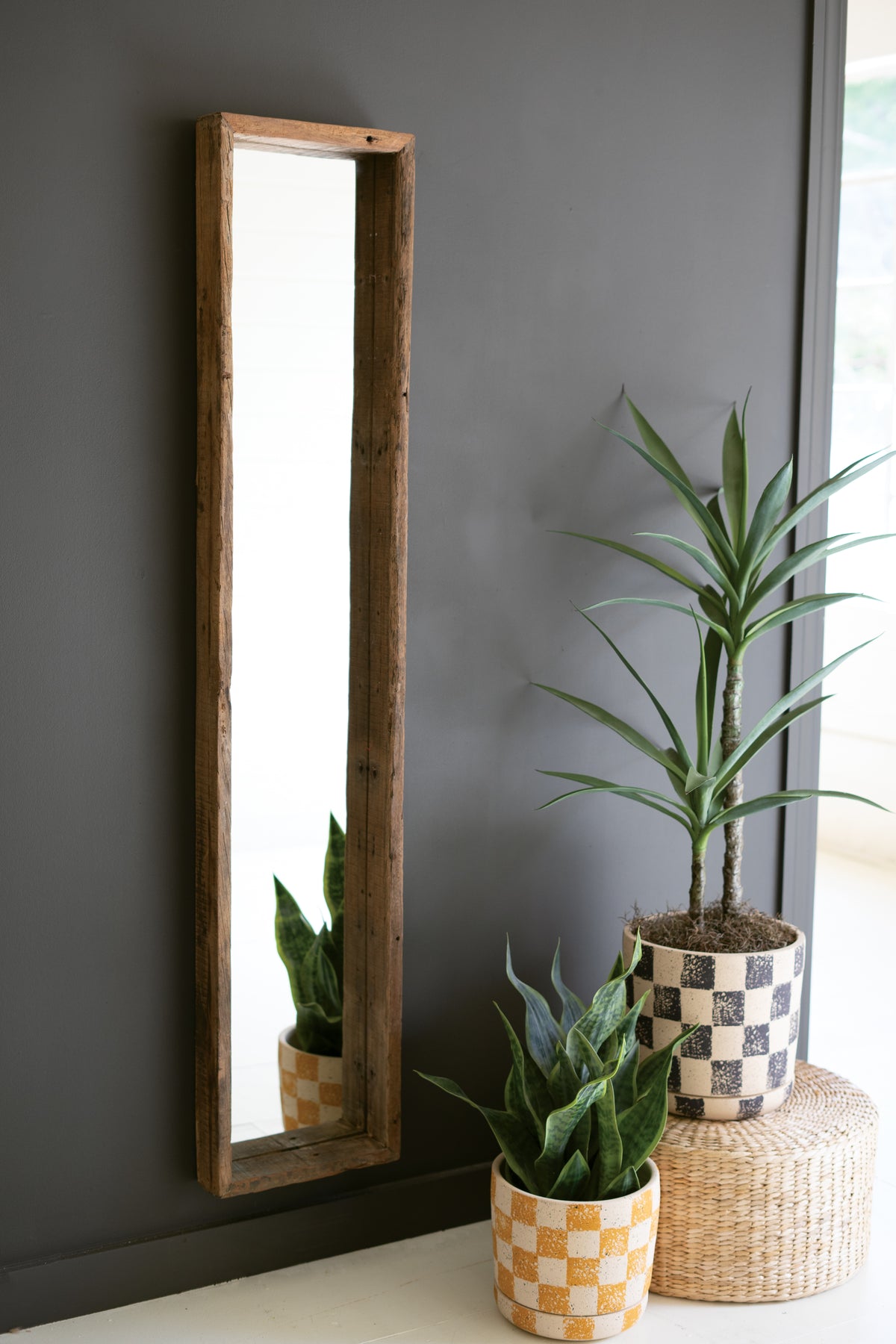 Recycled Wood Shadow Box Framed Mirror