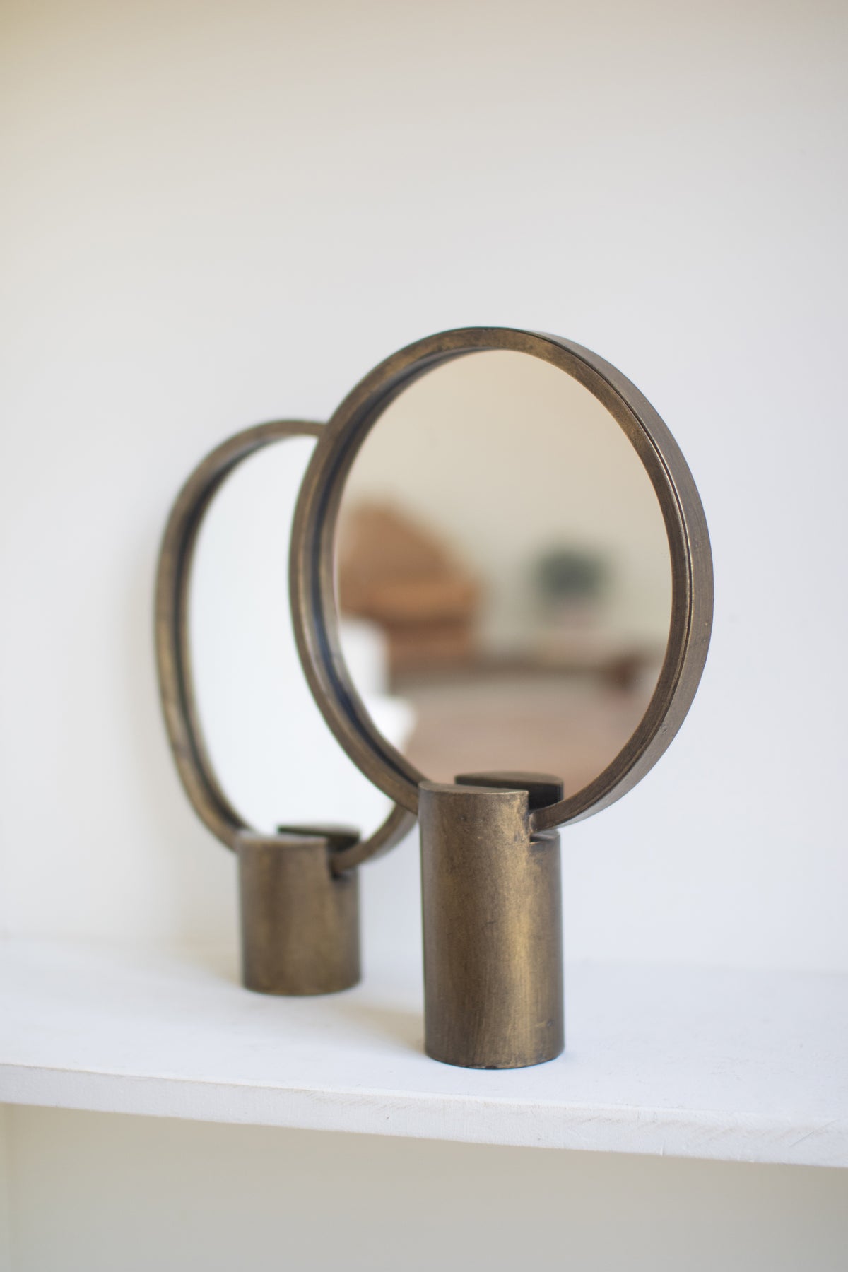 Set of Two Antique Gold Tabletop Mirrors