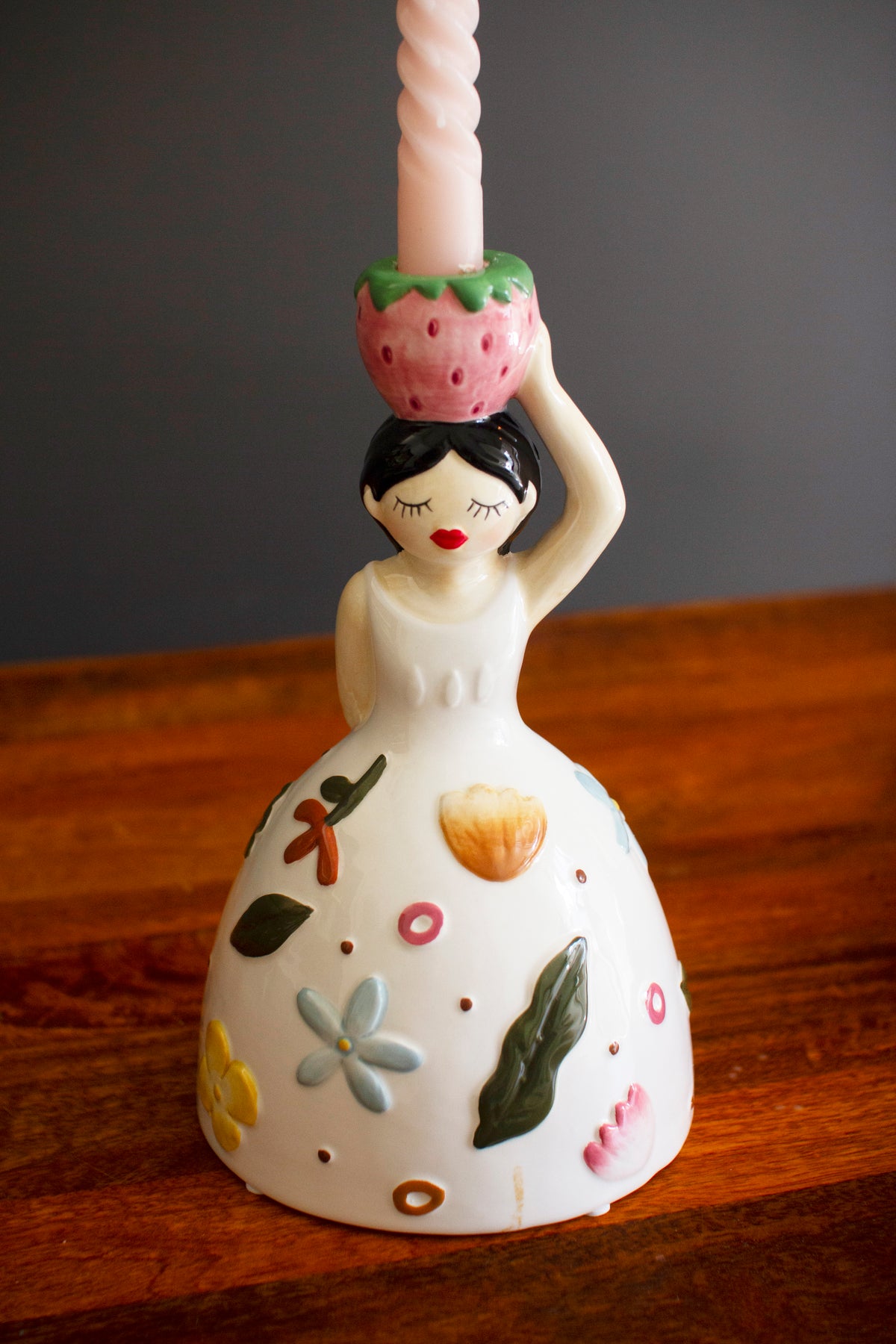 Set of Two Ceramic Girl Taper Candle Holders