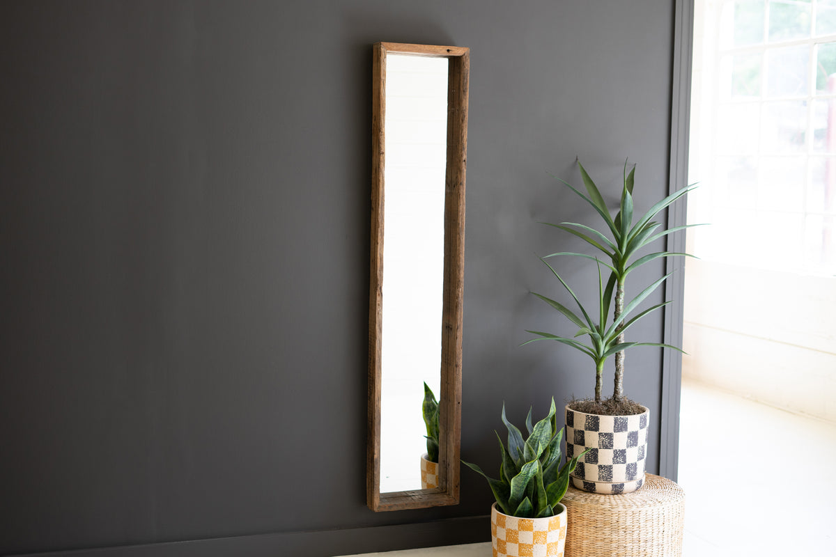 Recycled Wood Shadow Box Framed Mirror