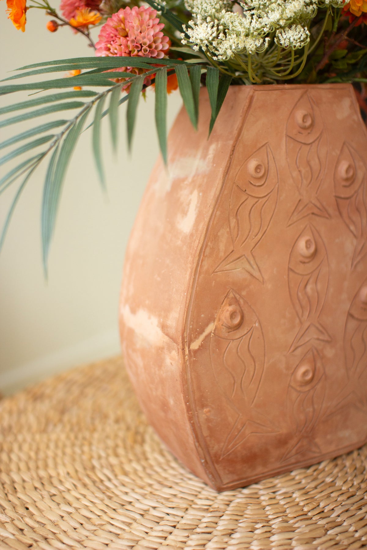 Terracotta Vessel with Fish Detail