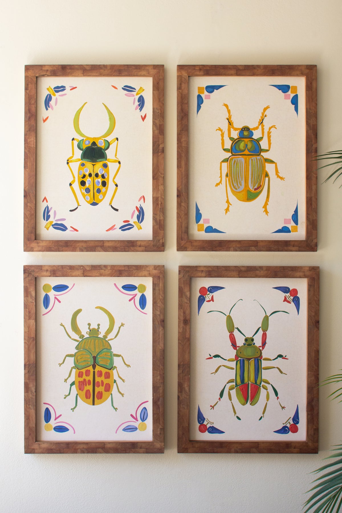 Set of Four Framed Beetles Paintings
