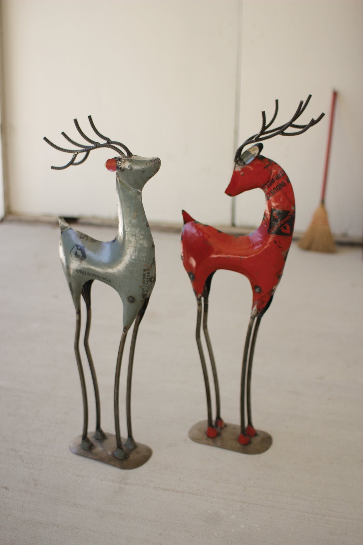 Set of Two Recycled Iron Deer