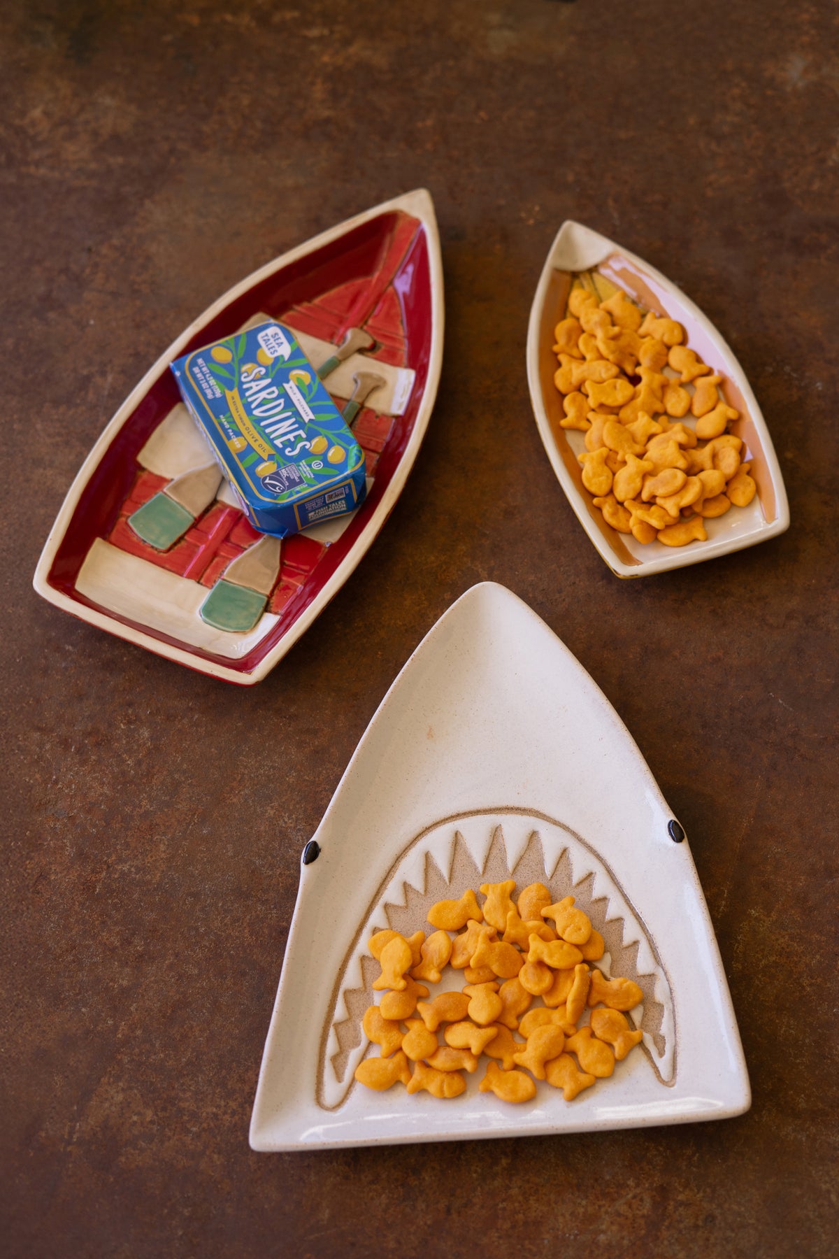 Set of Two Ceramic Boat Platters
