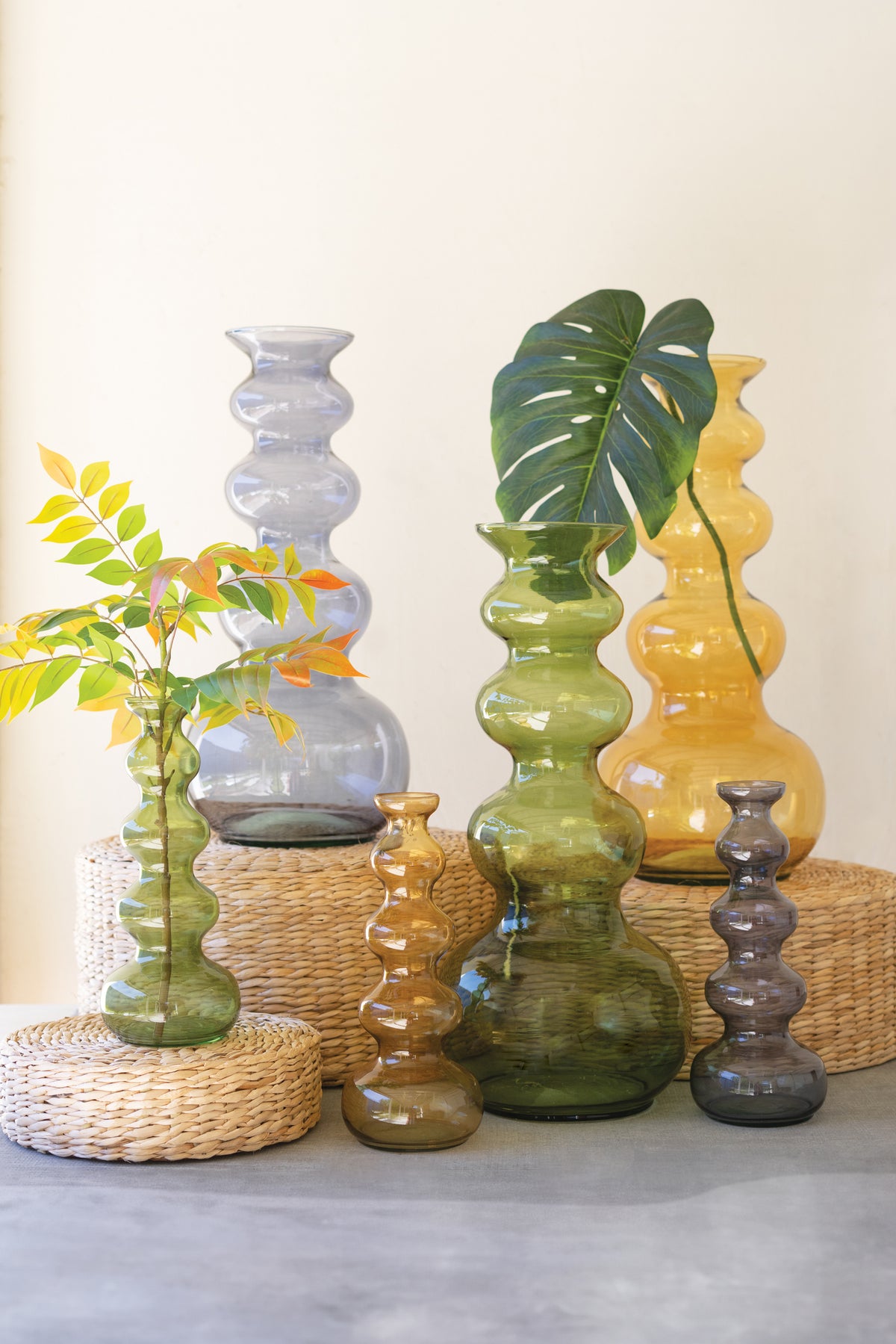 Glass Bubble Vase - Amber