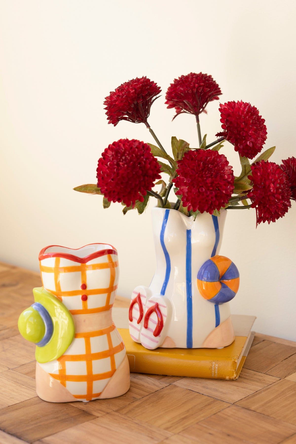 Set of Two Ceramic Swimsuit Vases