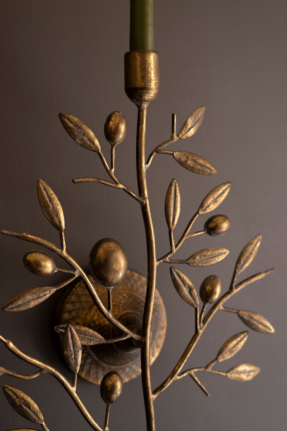 Antique Brass Fruit Tree Taper Wall Sconce
