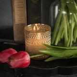 Sm Hobnail Glass Candle w/ Timer