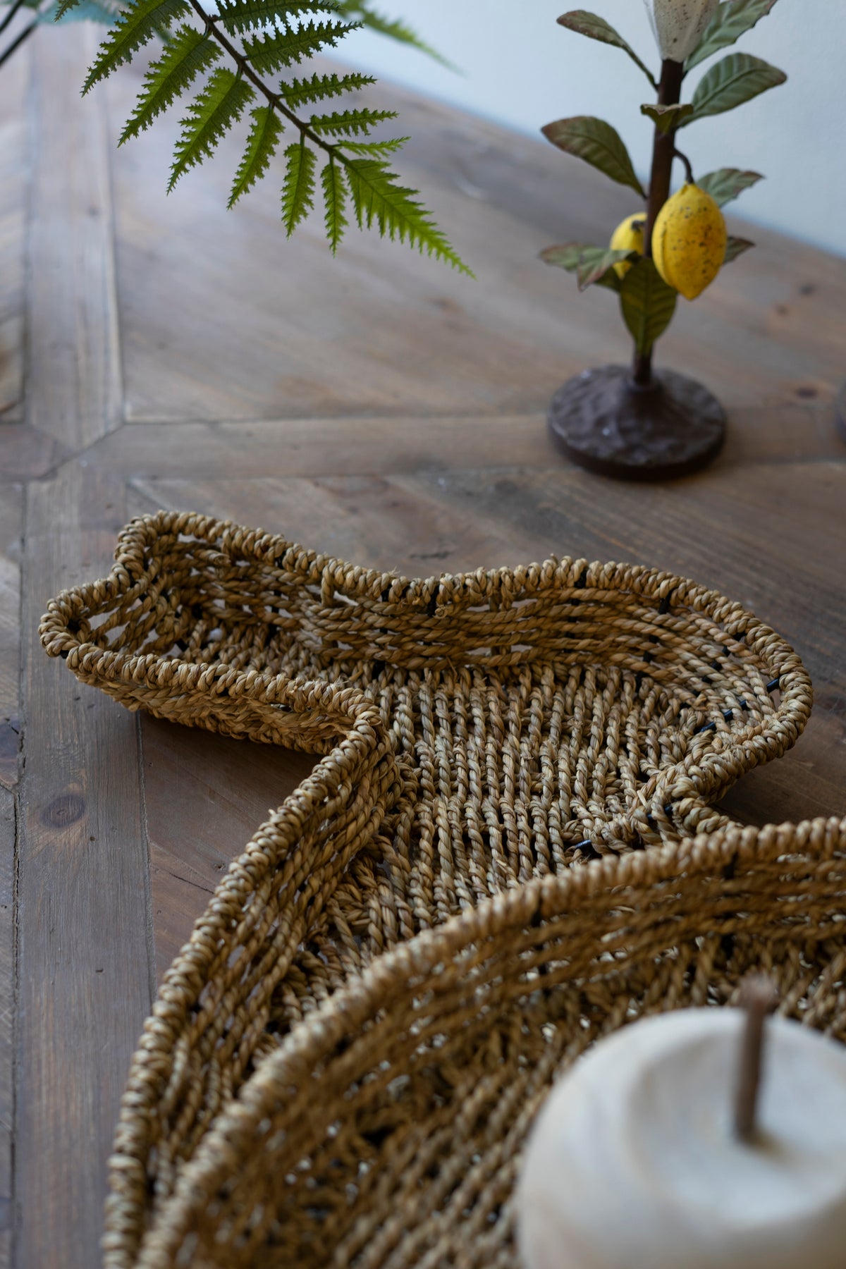 Set of Two Woven Vine Rabbit Trays