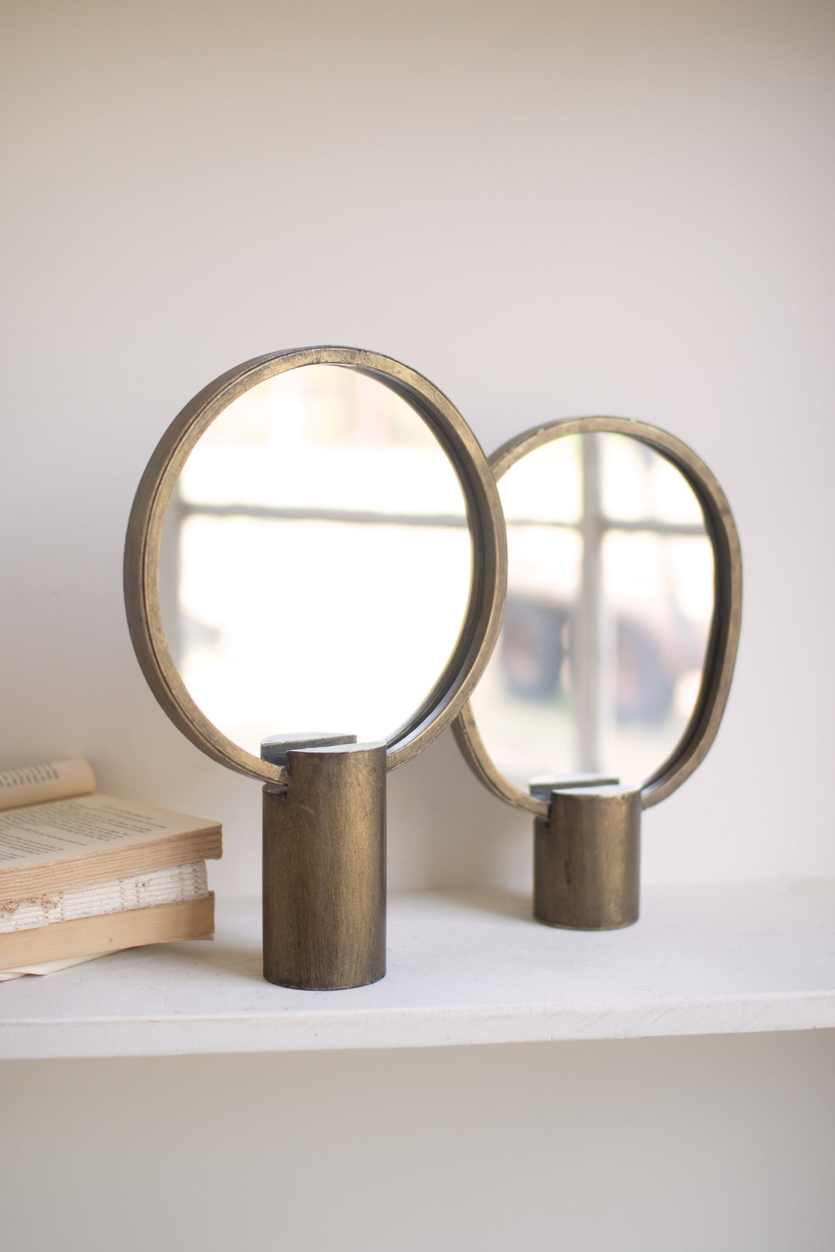 Set of Two Antique Gold Tabletop Mirrors
