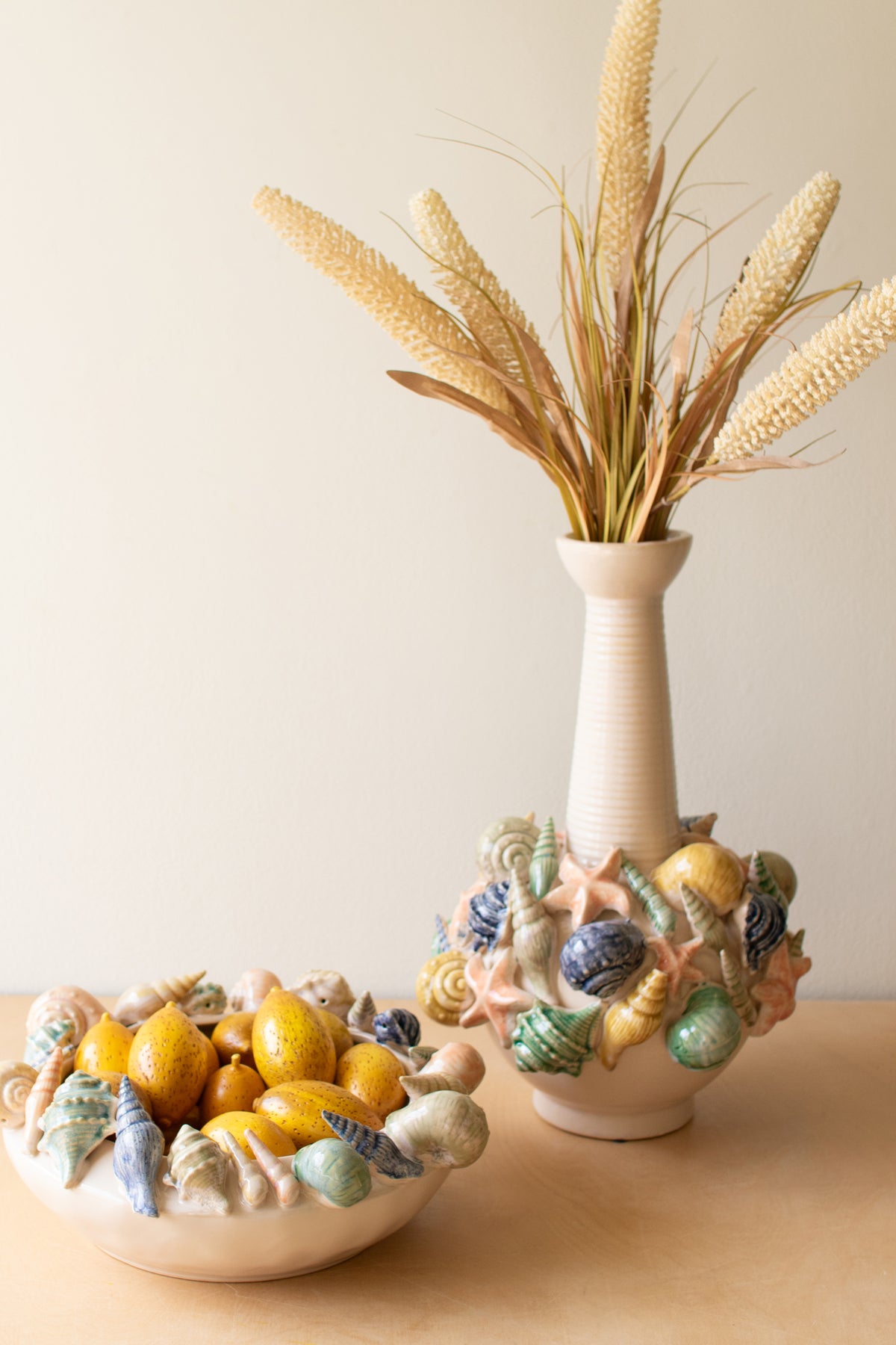 Ceramic Coastal Bottle Vase with Long Neck