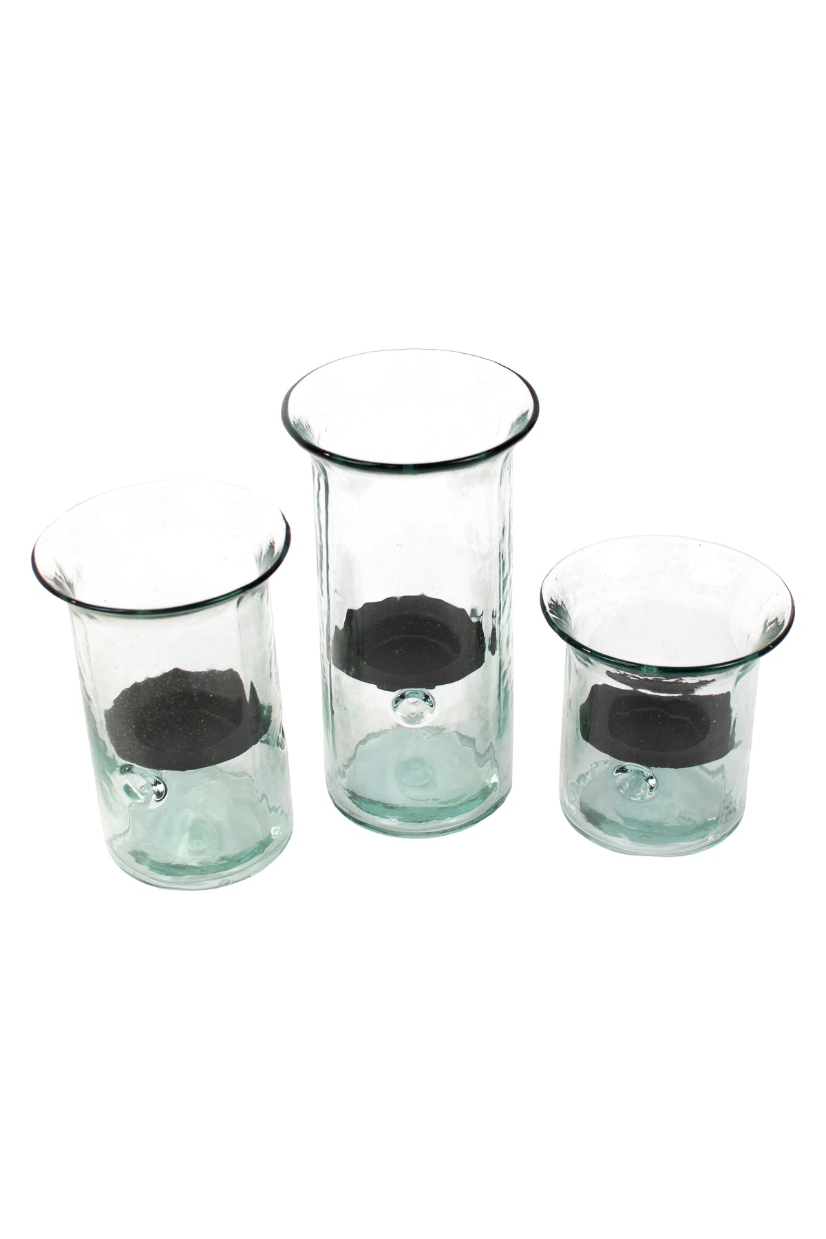Set of Three Recycled Glass Votive Cylinders