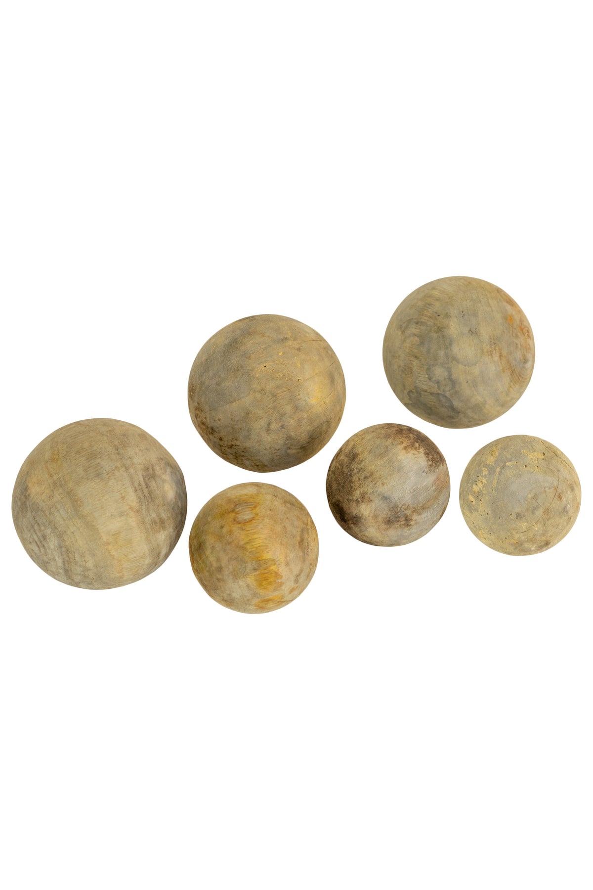 Set of Six Hand Carved Mango Wood Spheres