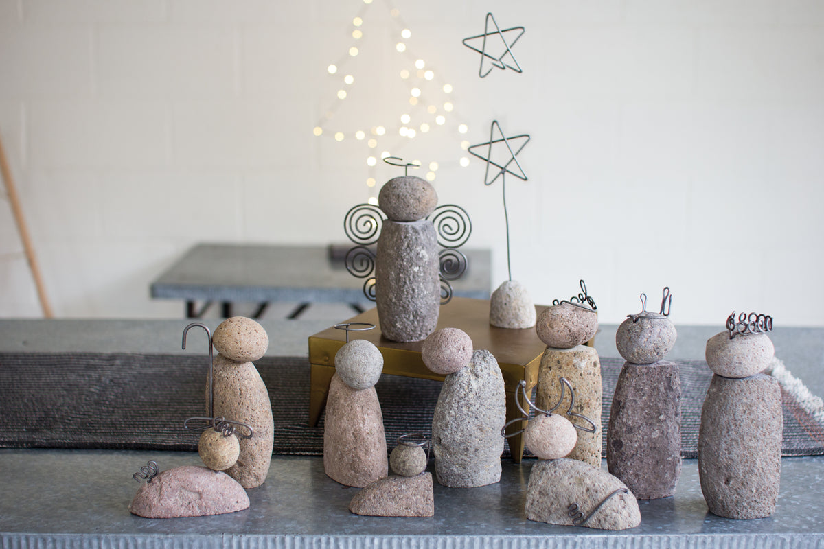 Set of Twelve River Rock Nativity Scene