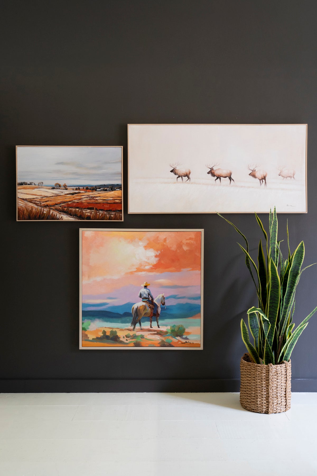 Framed Acrylic Painting - Elk