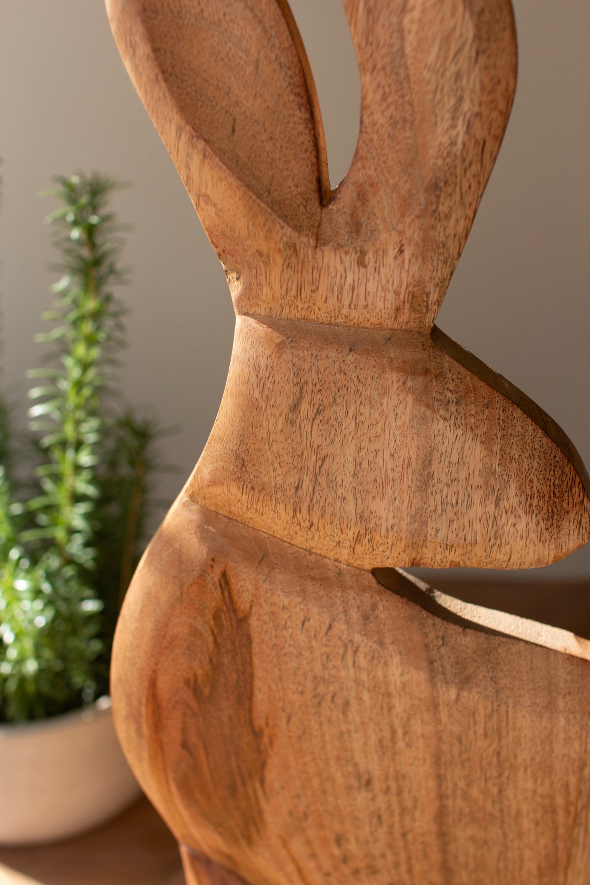 Tall Carved Wooden Rabbit on a Base