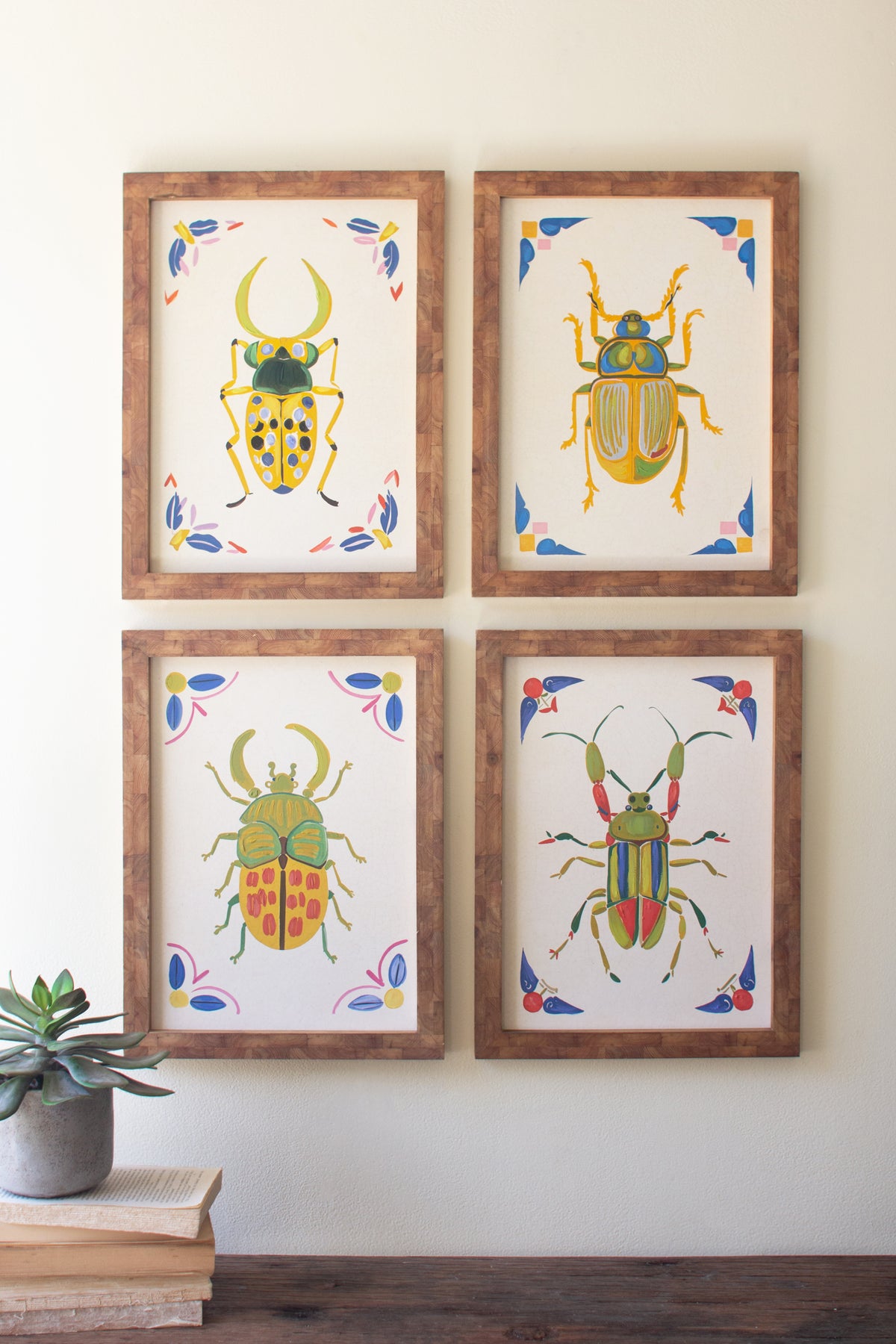 Set of Four Framed Beetles Paintings