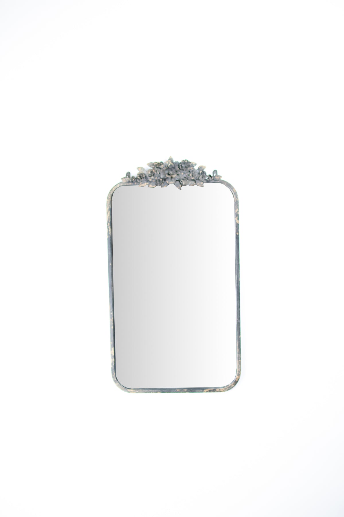 Rectangle Metal Mirror with Flower Details
