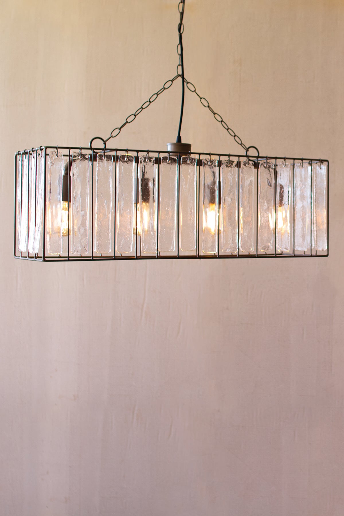 Rectangle Pendant Light with Glass Chimes