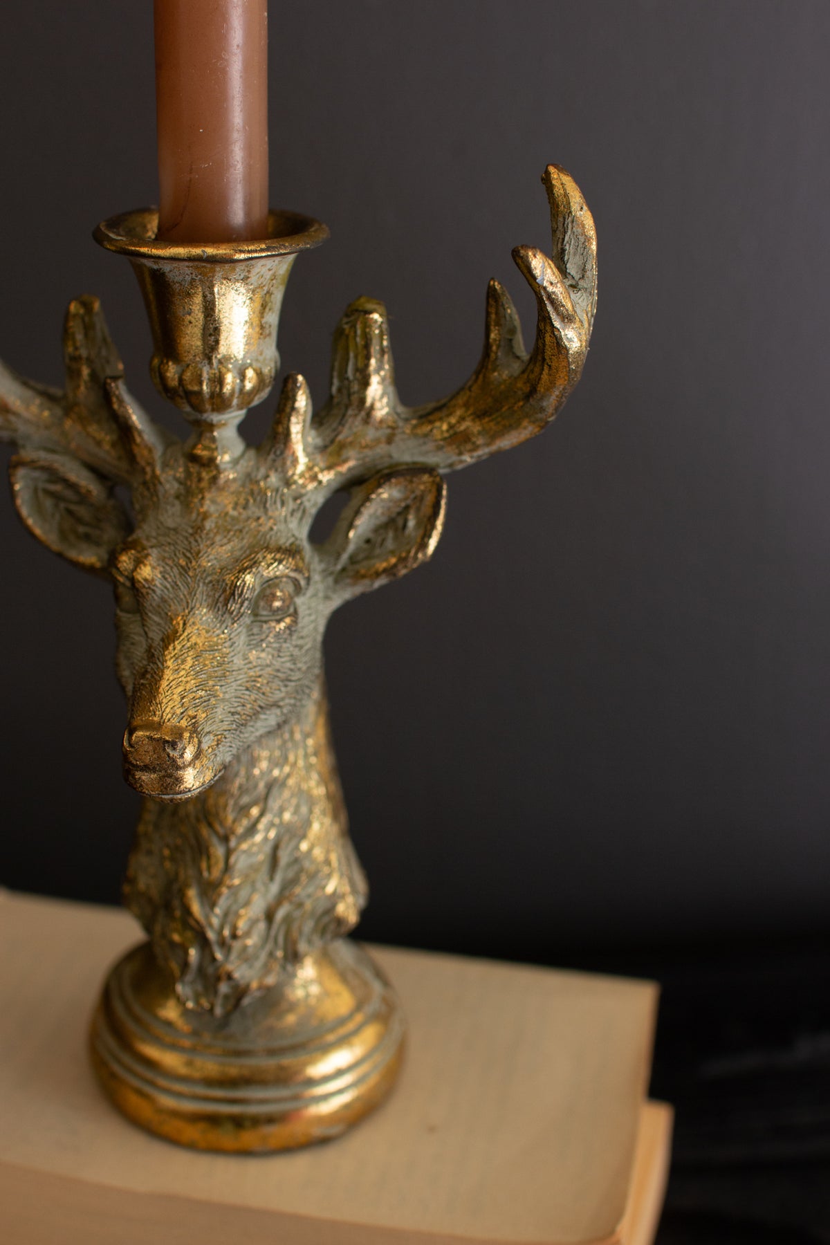 Resin Taper Candle Holder - Deer