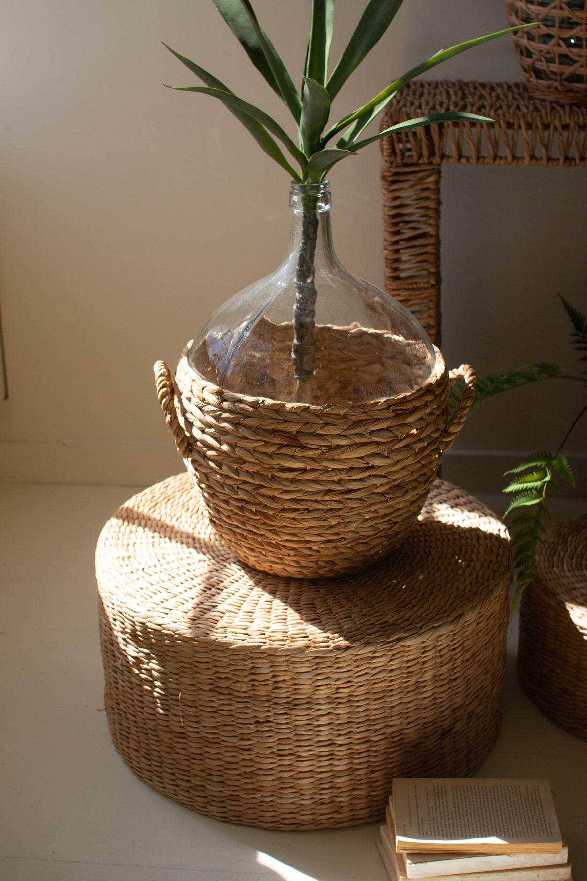 Water Hyacinth Wrapped Glass Wine Damigiana