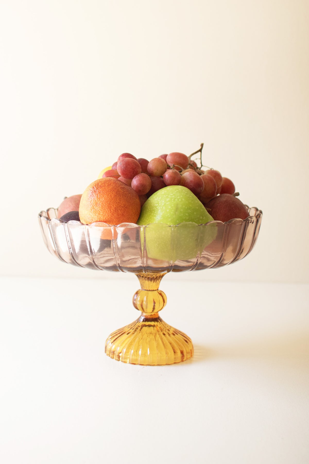 Multi-Colored Glass Compote - Scalloped