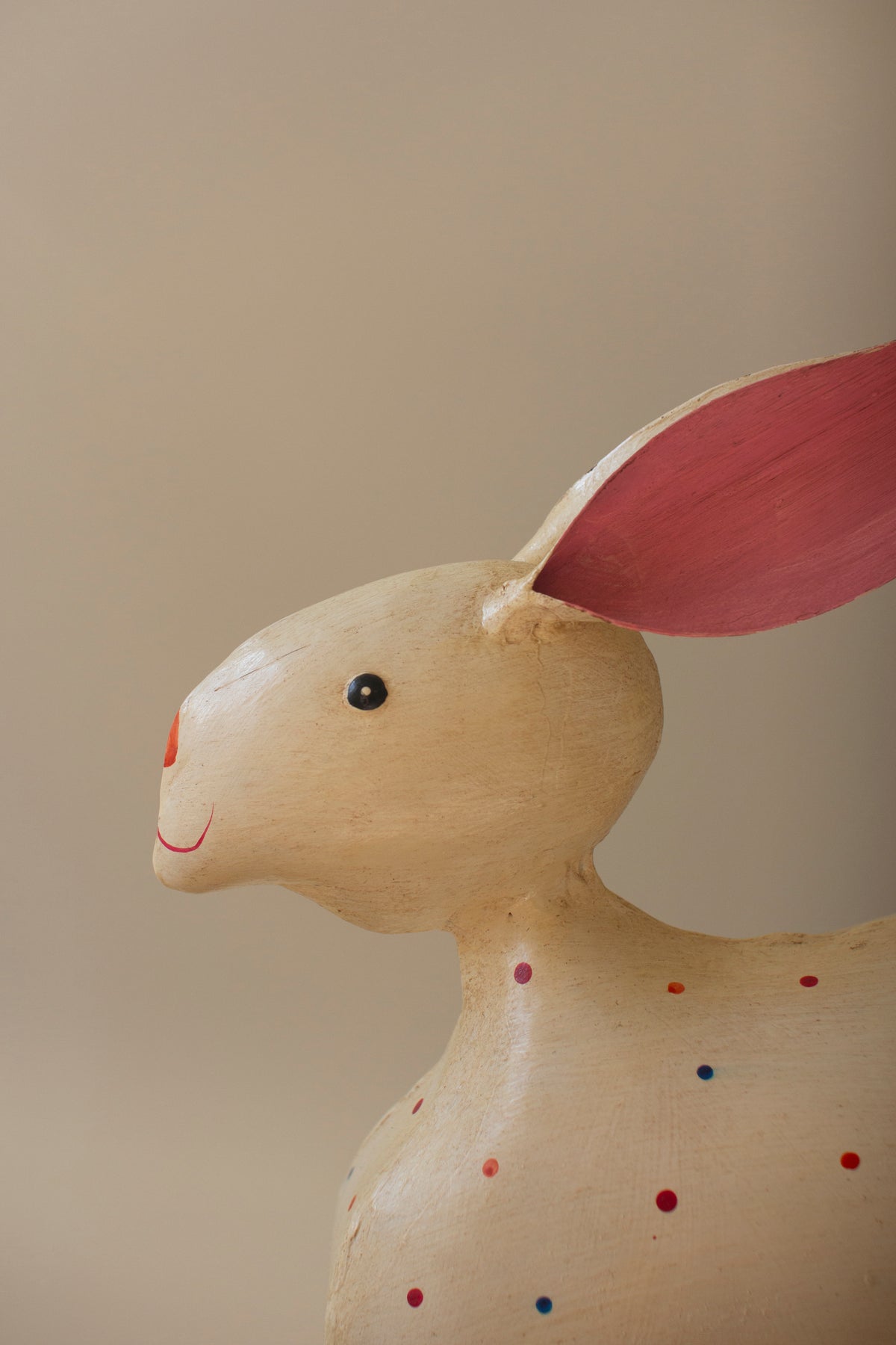 Set of Two Painted Iron Rabbits with Polka Dots