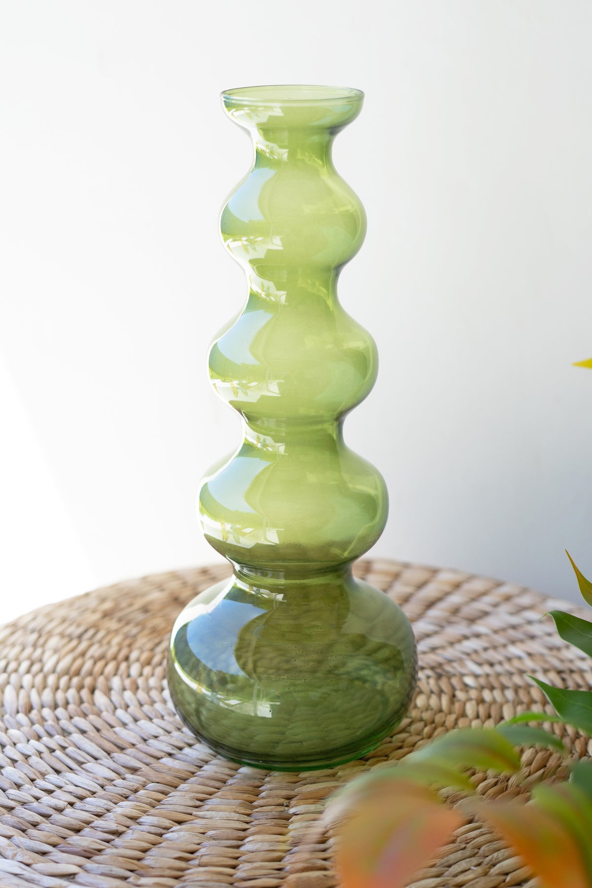 Glass Bubble Vase - Green