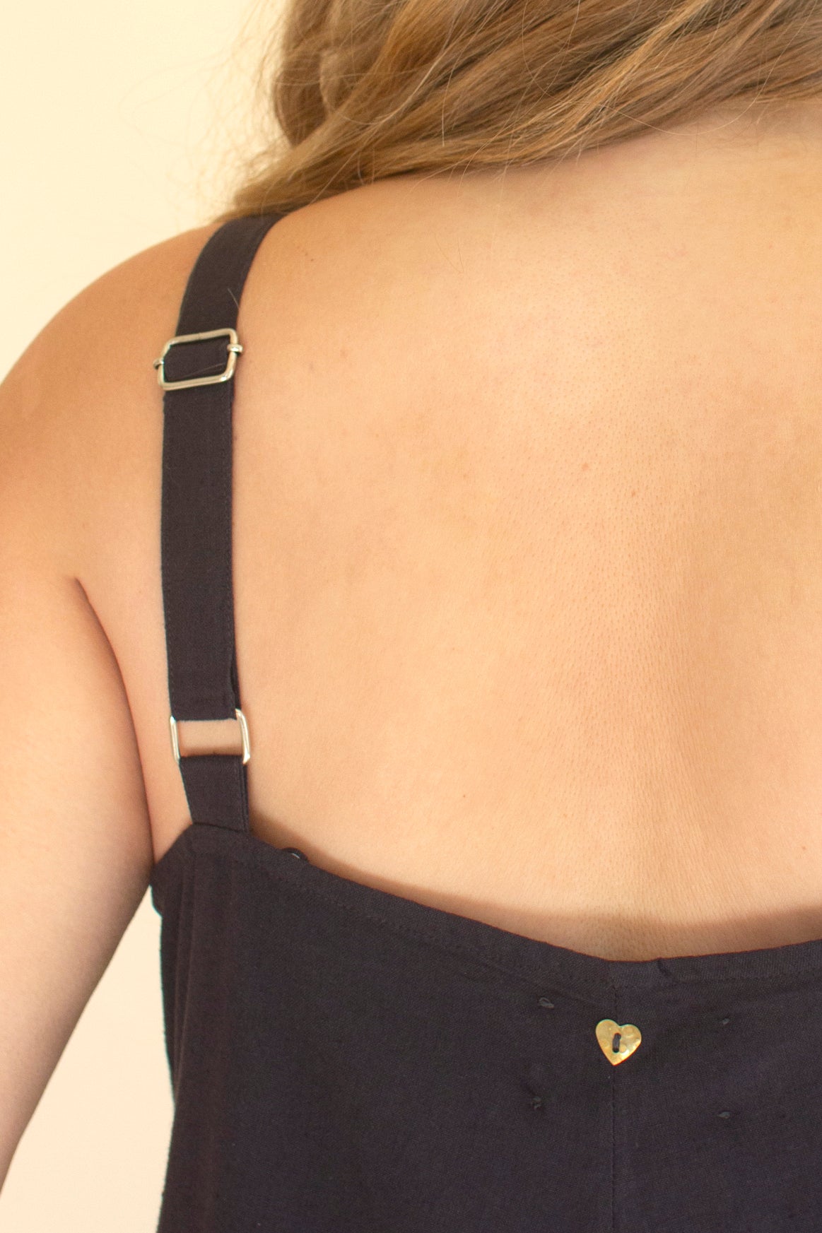 Adjustable Strap Flowy Jumper with Button Detail - Midnight
