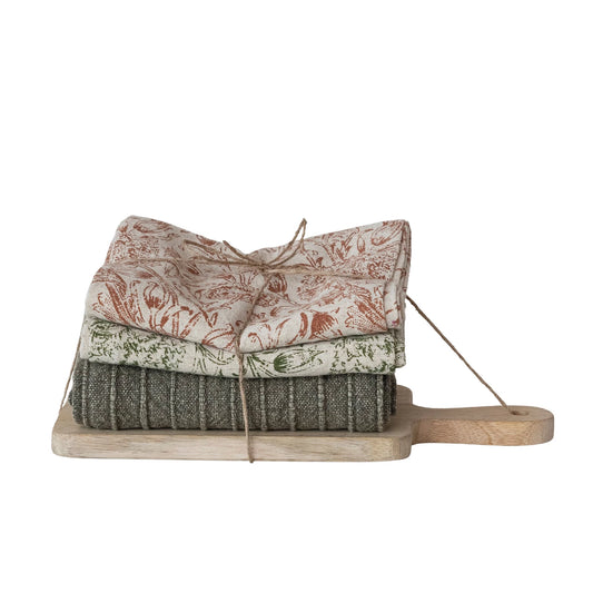 Set of 3 Tea Towels w/ Board