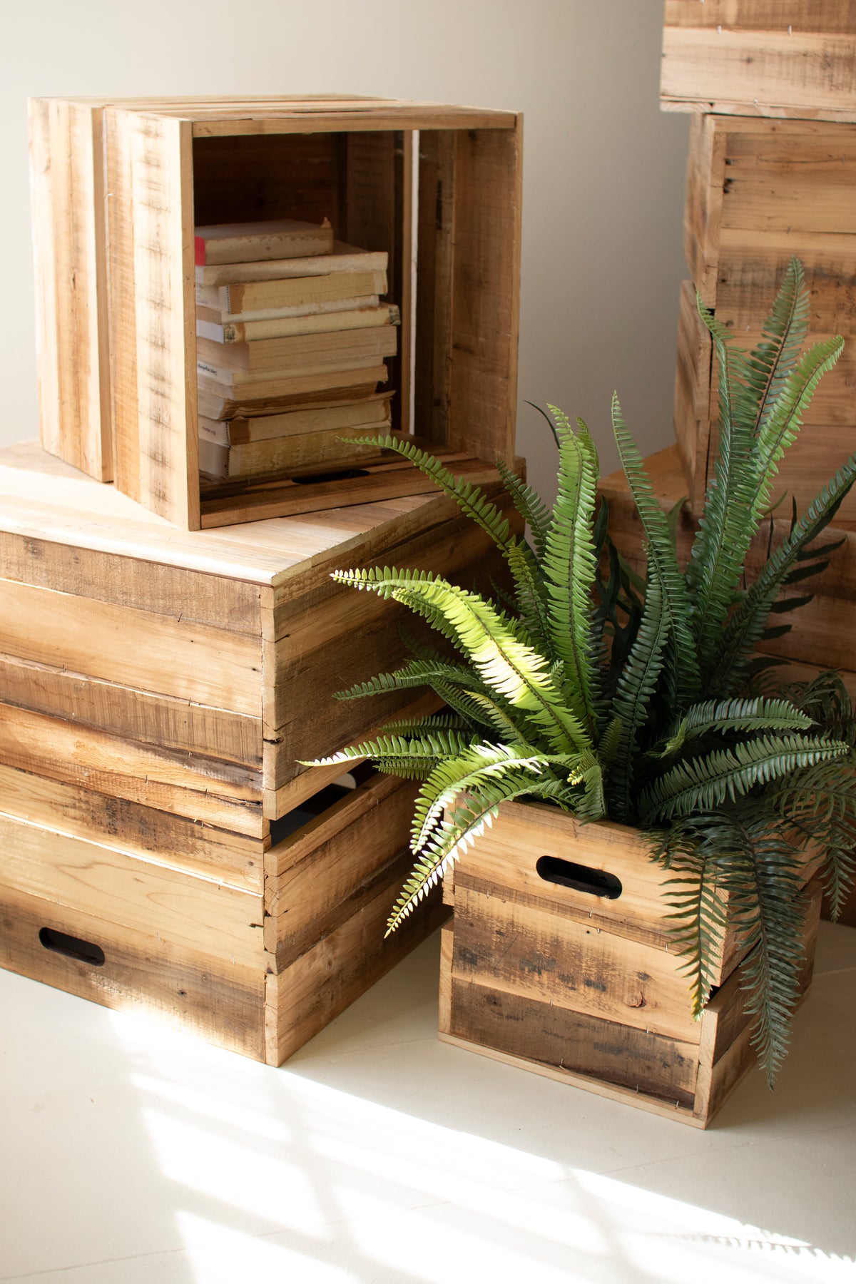 Set of Six Recyled Pine Display Cubes