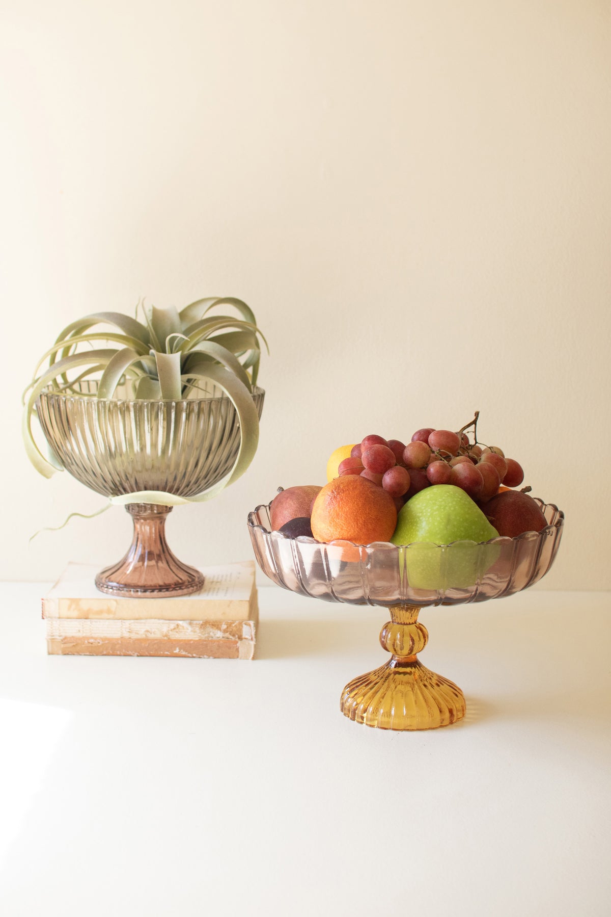Multi-Colored Glass Compote - Scalloped