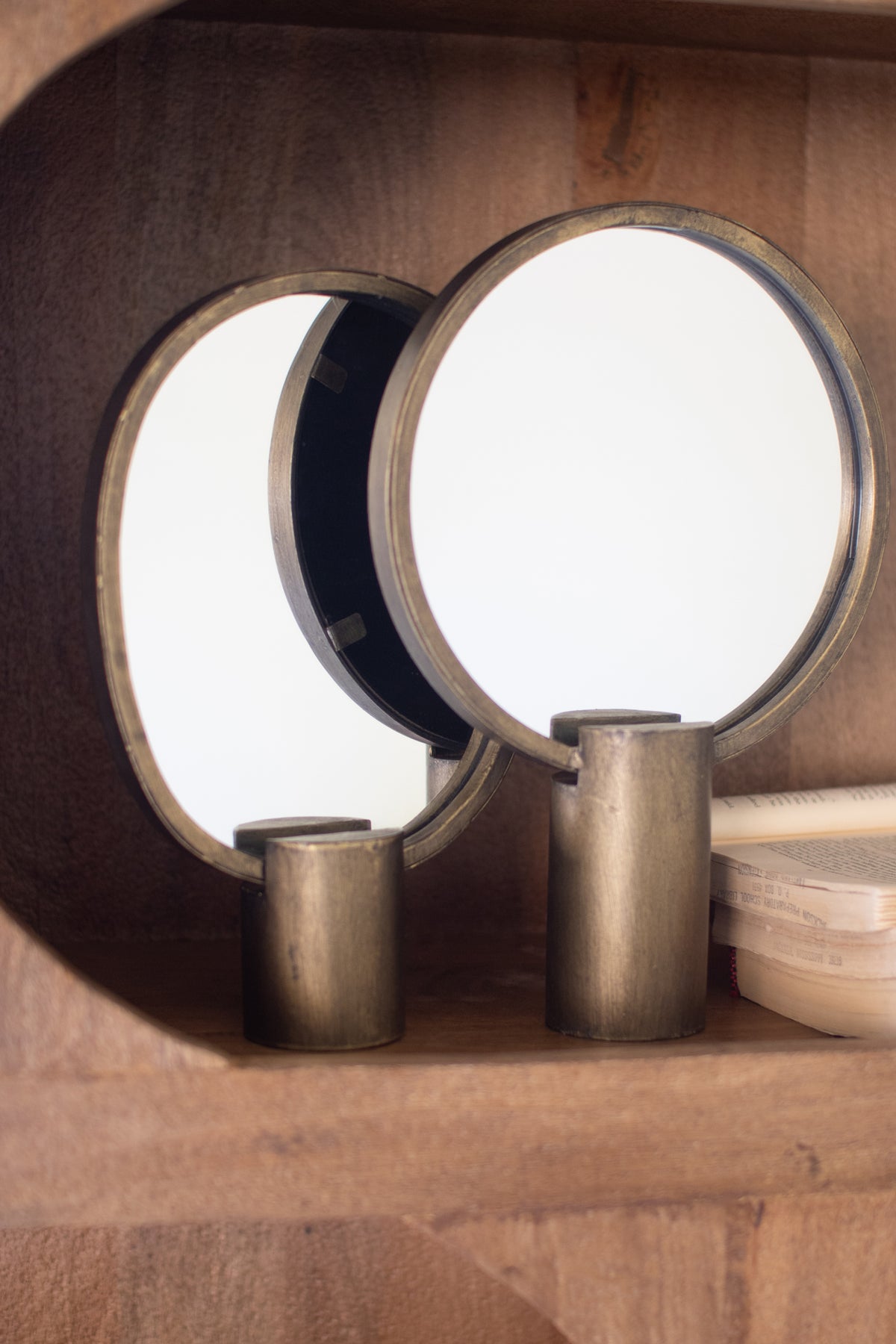 Set of Two Antique Gold Tabletop Mirrors