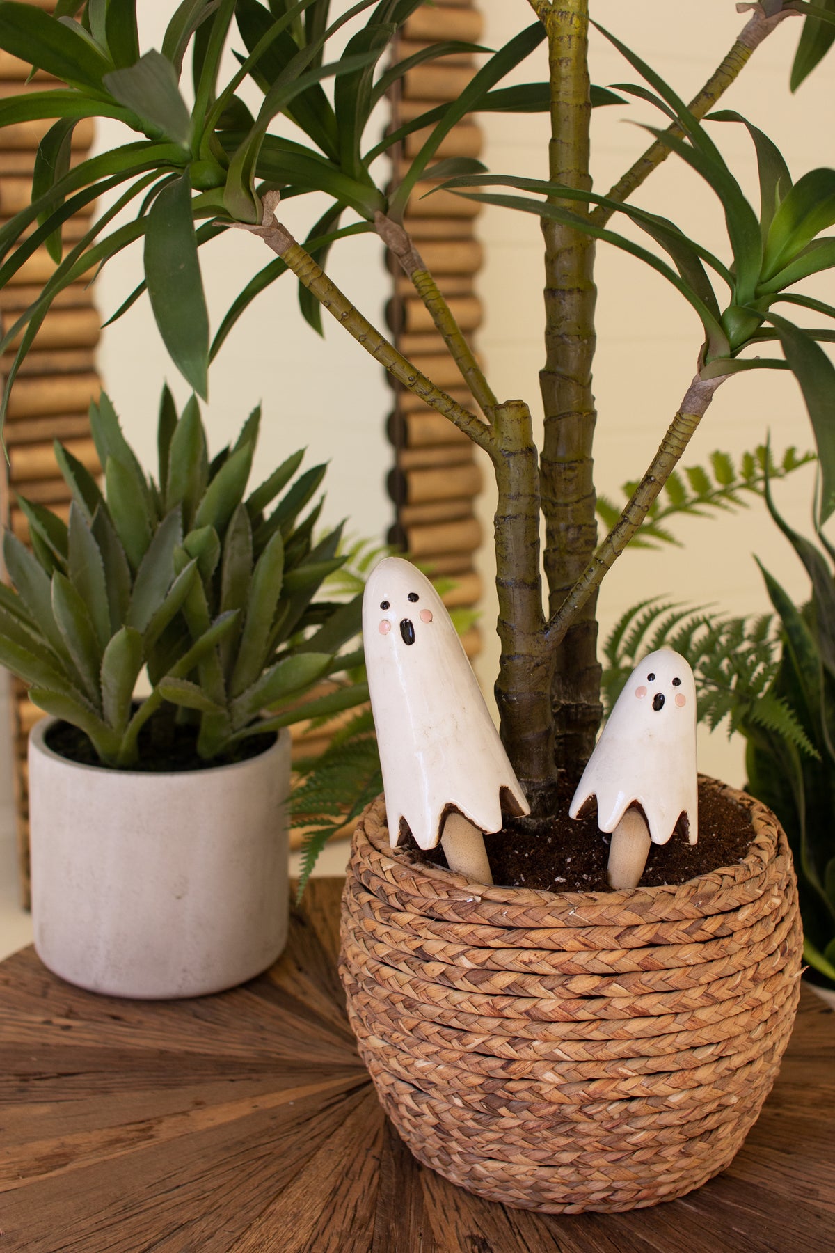 Set of Two Ceramic Ghost Plant Sticks