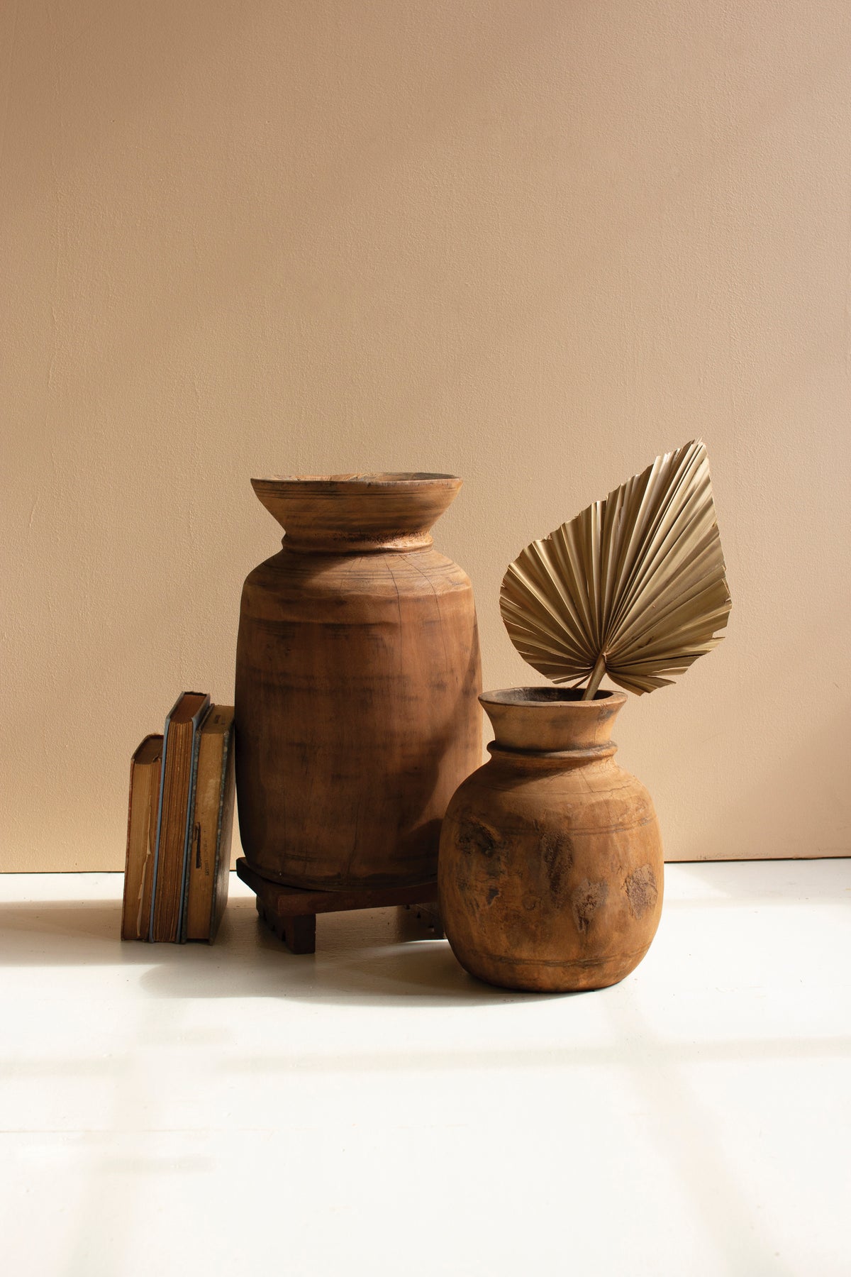 Set of Two Mango Wood Urns