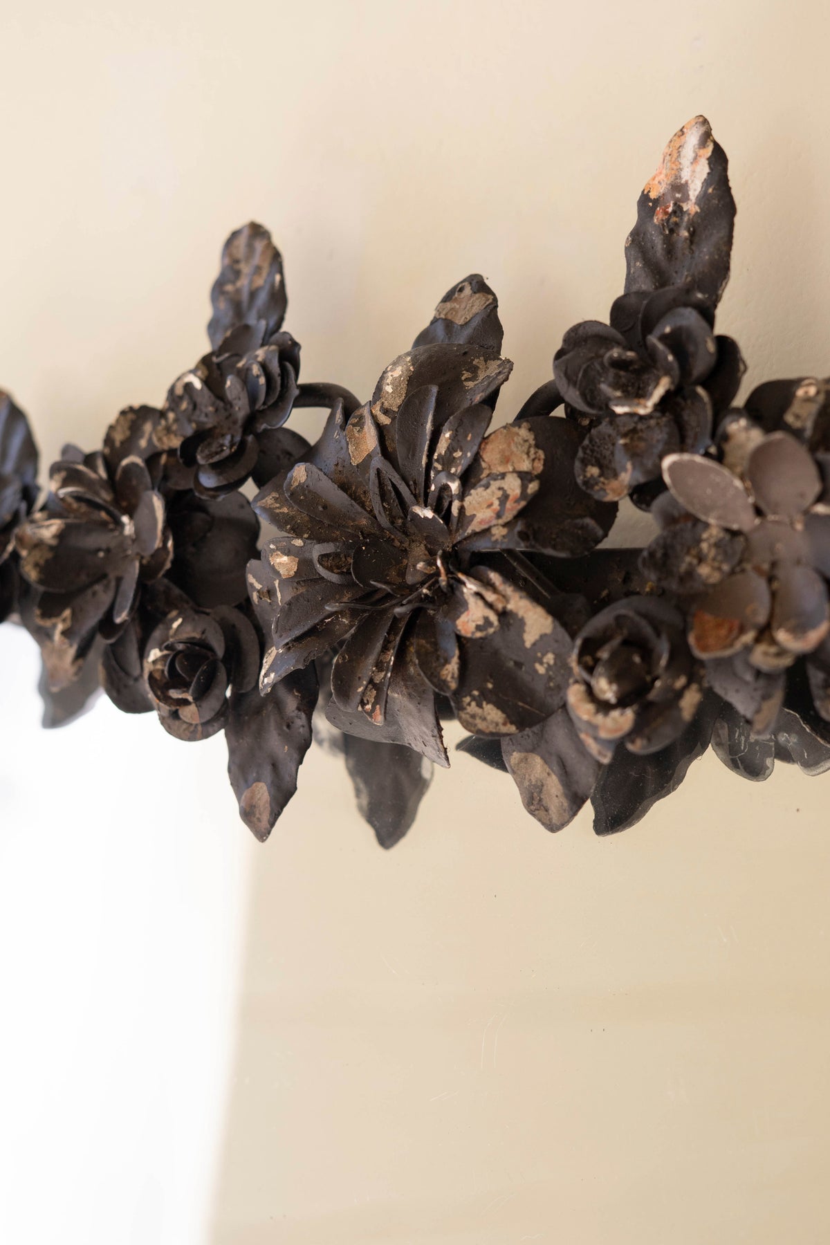 Rectangle Metal Mirror with Flower Details