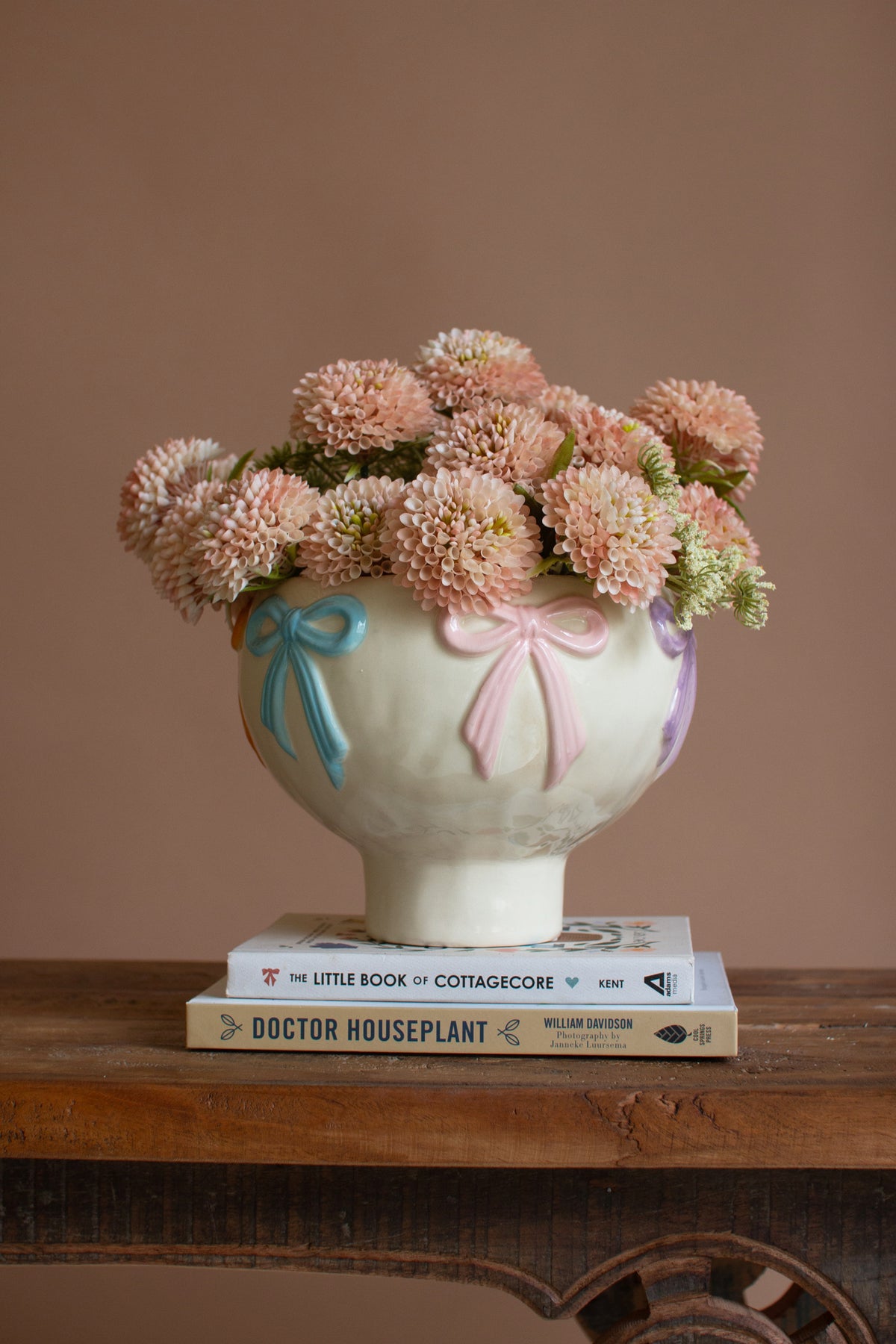 Ceramic Compote with Multi-Colored Bows