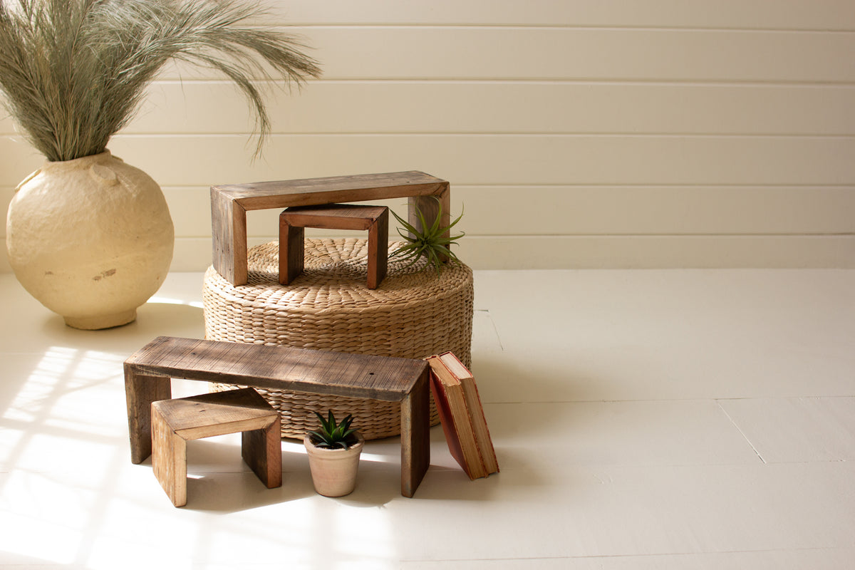 Set of Four Recycled Wood Nesting Rectangle Risers