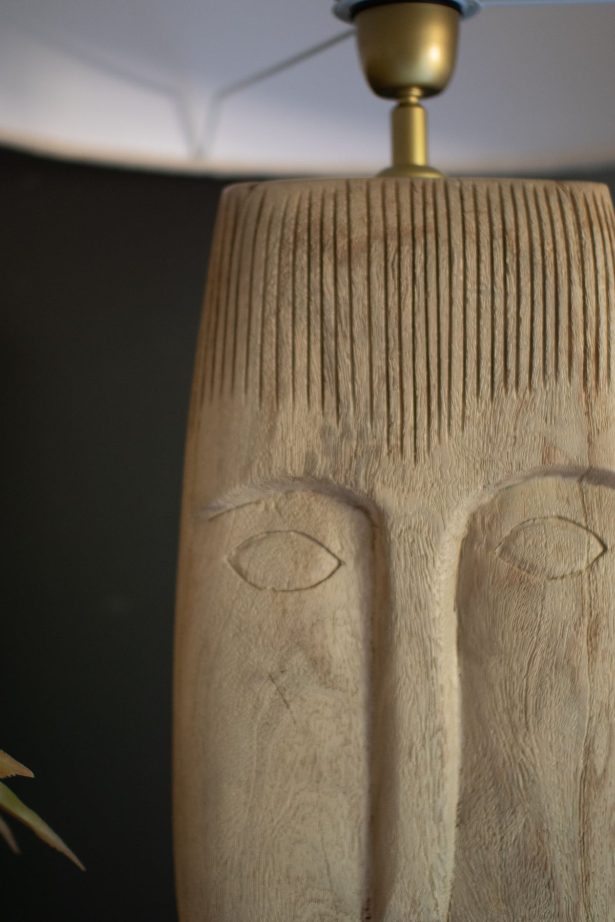 Wooden Table Lamp Base - Face