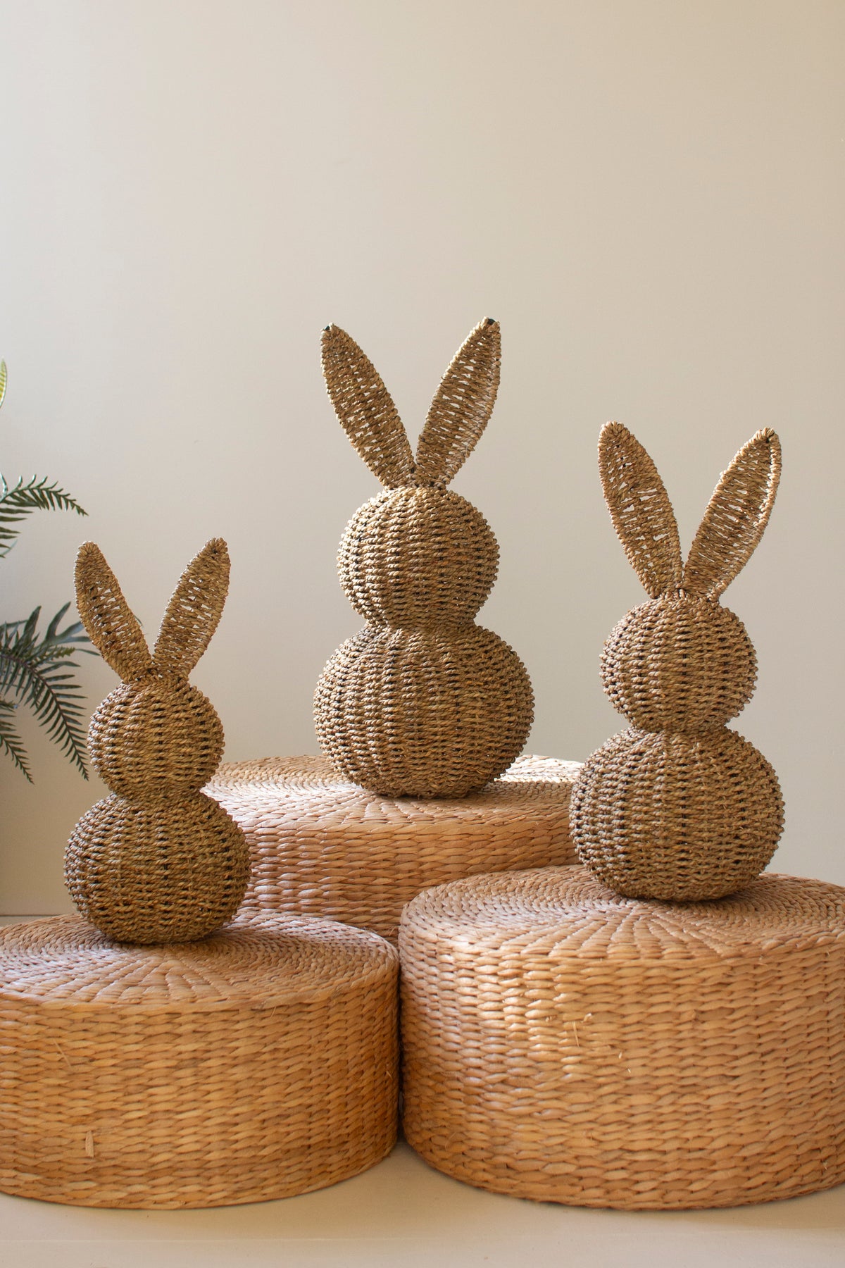 Set of Three Woven Vine Easter Rabbits