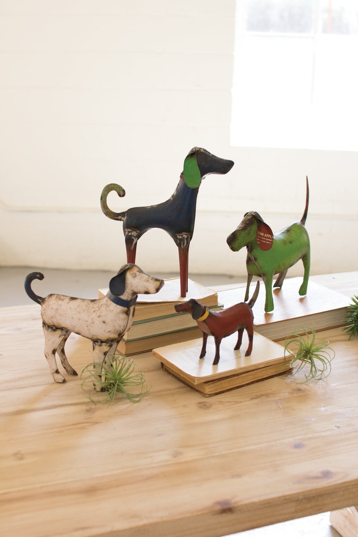 Set of Four Recycled Metal Dogs