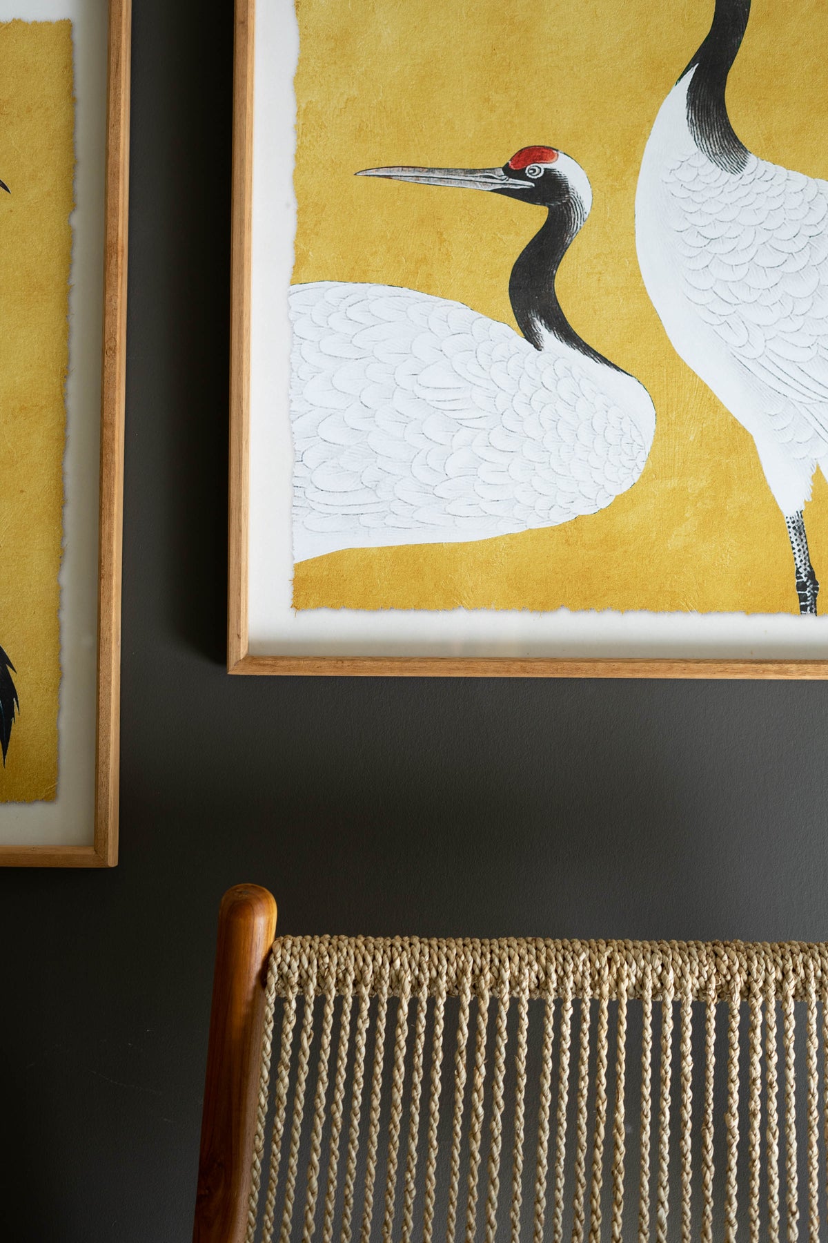 Set 2 Framed Prints Under Glass -Black White and Red Herons