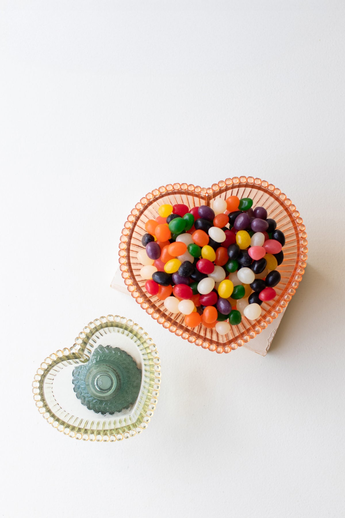 Set of Two Glass Heart Compotes