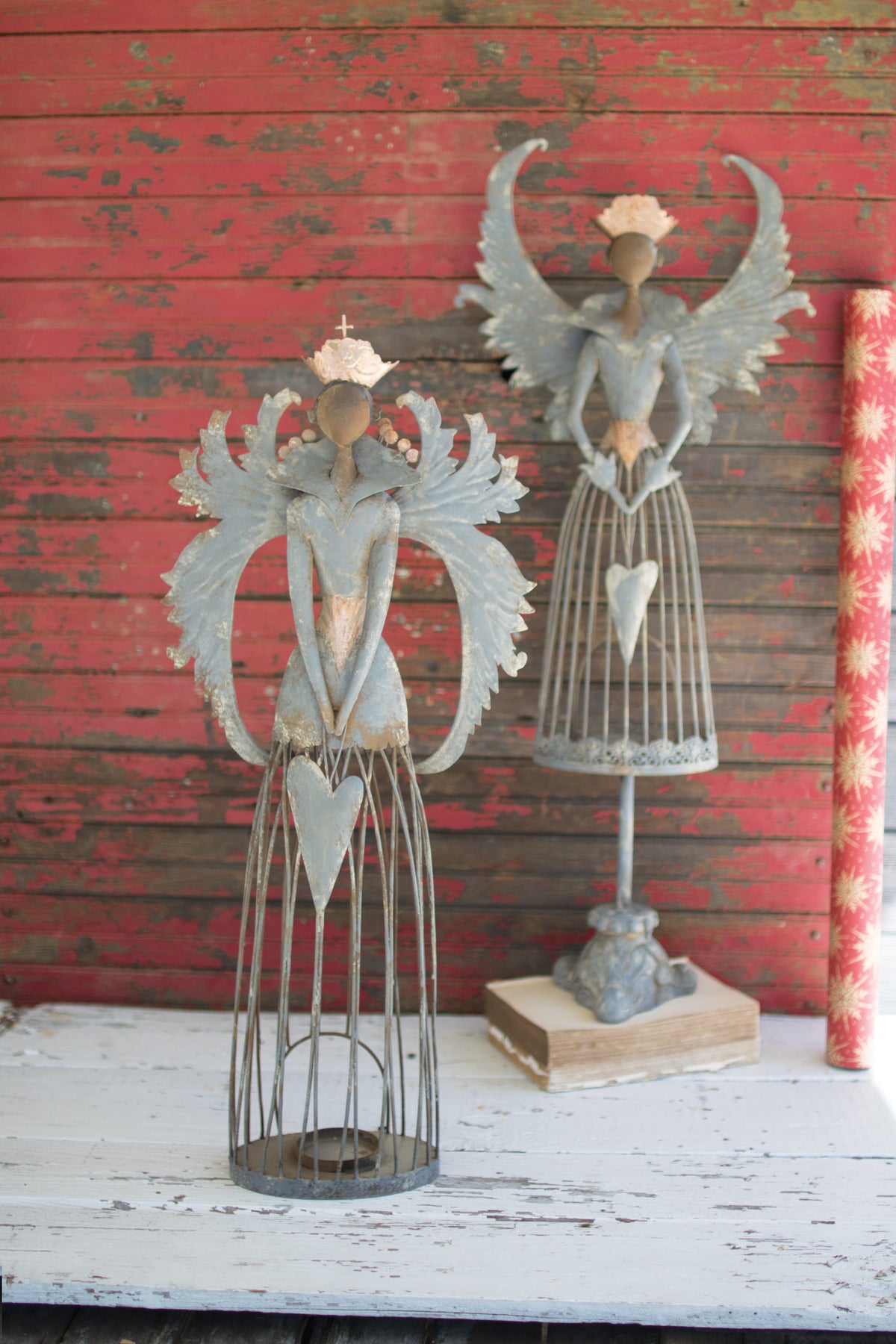 Set of Two Metal Christmas Angels