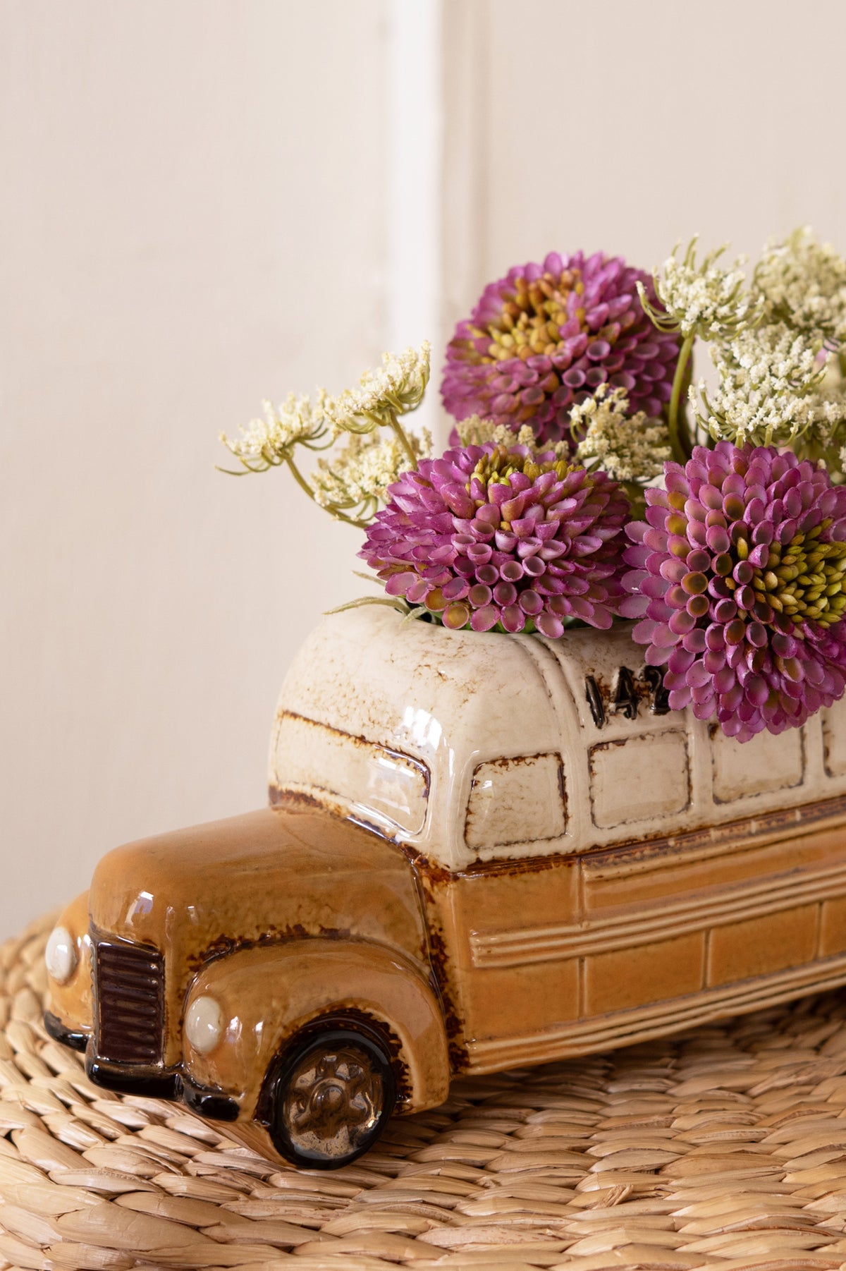 Yellow Ceramic School Bus Planter