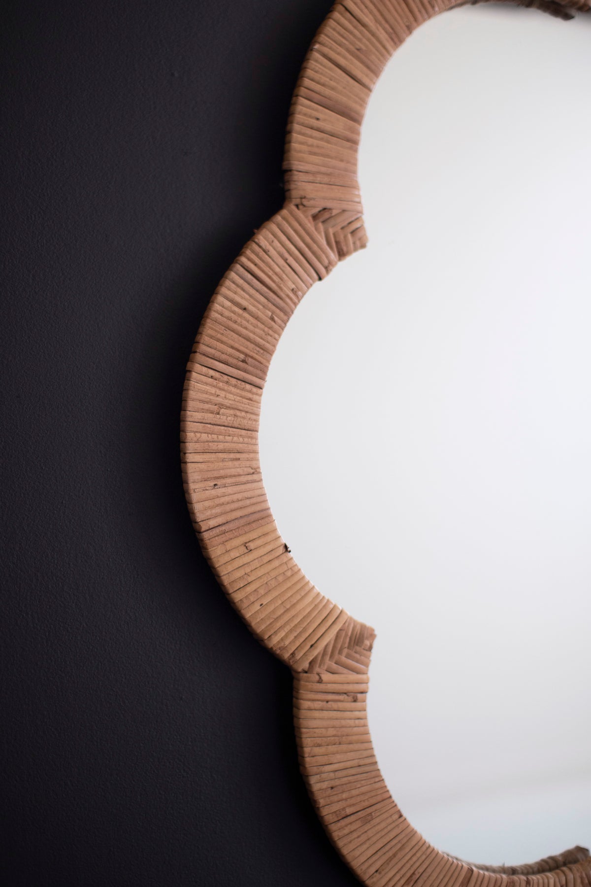 Woven Cane - Wrapped Flower Shaped Framed Mirror